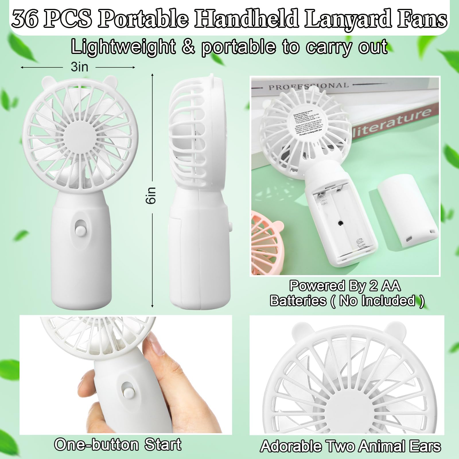 Portable handheld fans with lanyard and battery operation, perfect for beauty and personal care