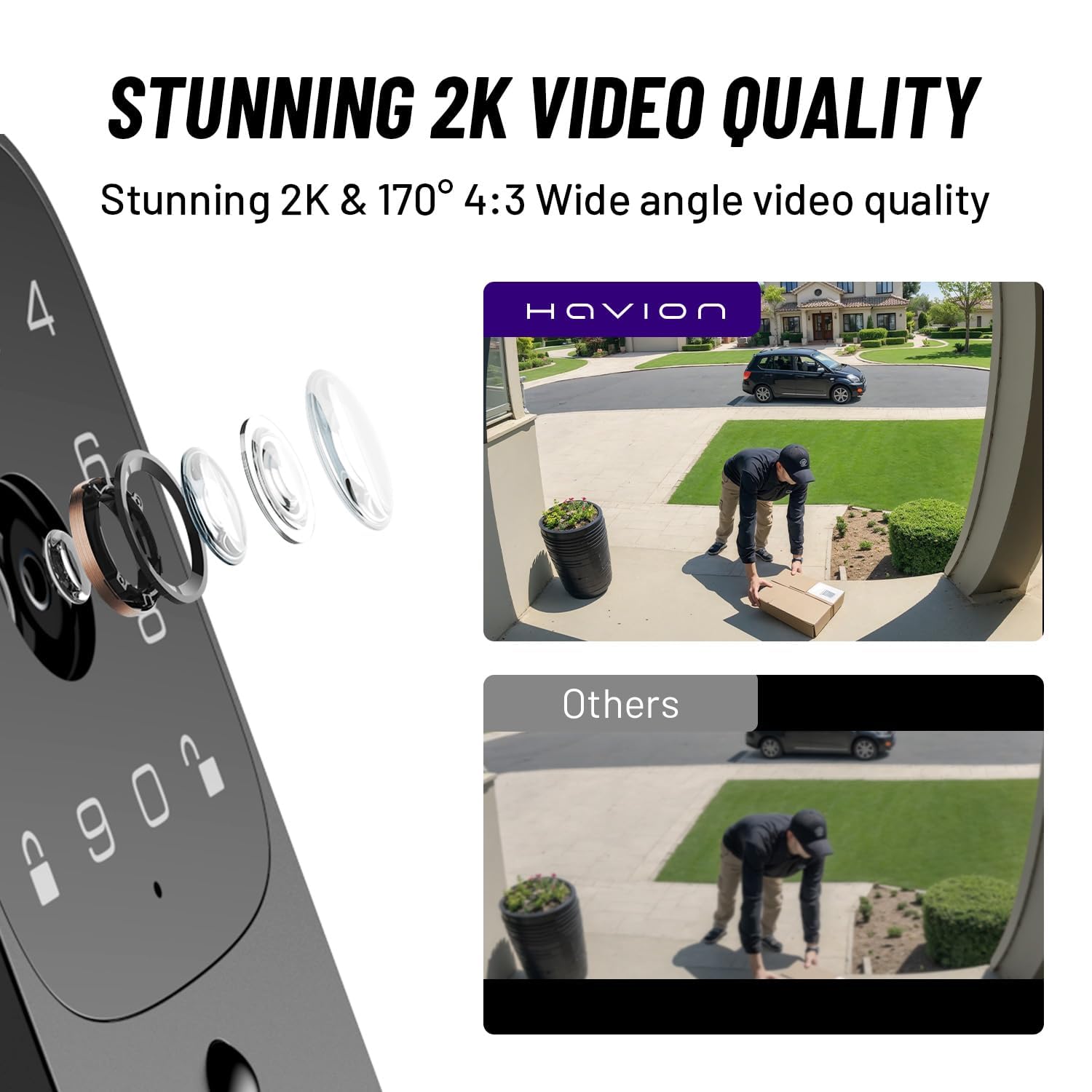 Havion Deadbolt Smart Lock W/Camera - By Niu Inno., Incl. Chime, 3-In-1 Wi-Fi Deadbolt+Camera+Video Doorbell Keyless Fingerprint Lock For Entry Front Door, 32Gb Emmc, 10000Mah, 2K Qhd & 170° View