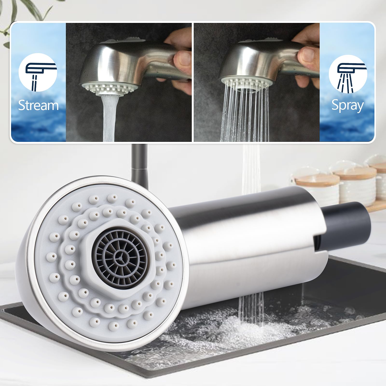 Gcbcrit Pull-Out Spray Wand For Grohe Parts 46312Sd0 / 46298Sd0, Fits For Grohe Pull Out Faucets, Replacement For Grohe Kitchen Faucets Parts, Realsteel