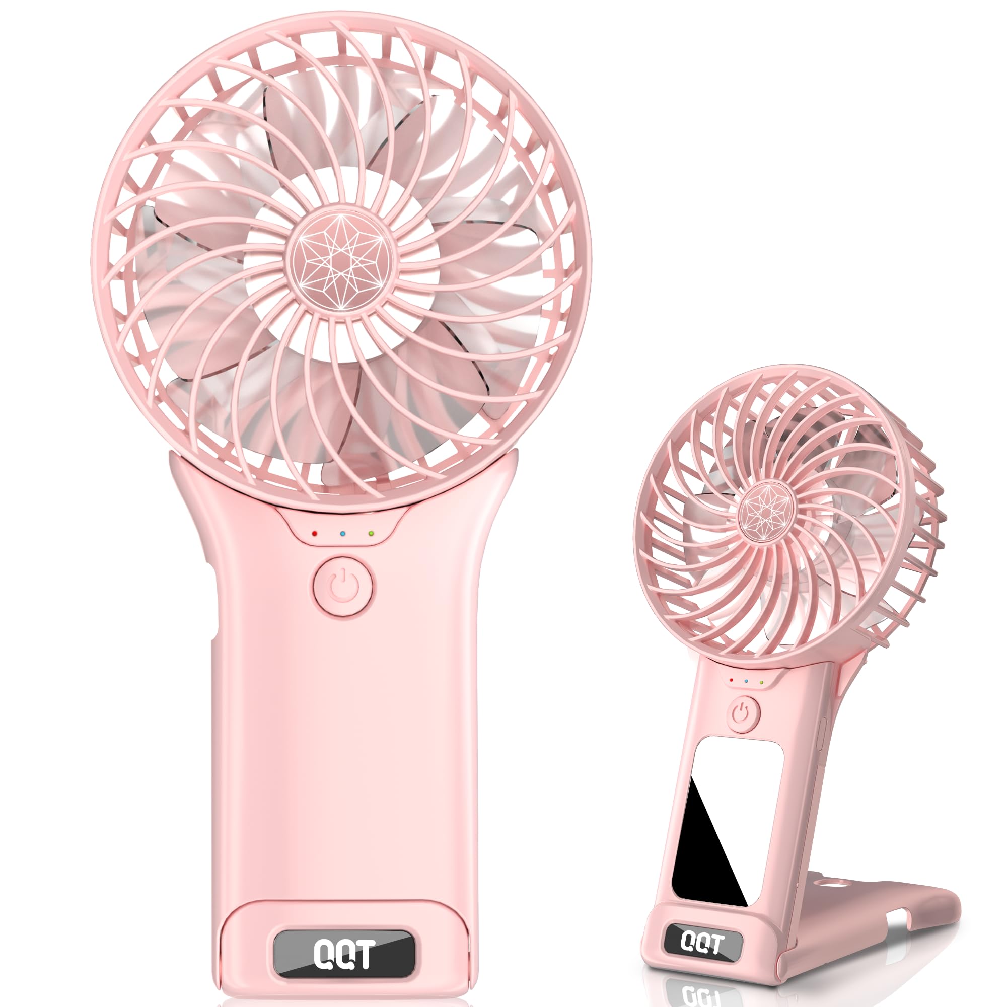 Qqt Mini Handheld Fan,4 Speed Adjustable Portable Battery Operated Fans,Usb Rechargeable Desk Fan - Koospark