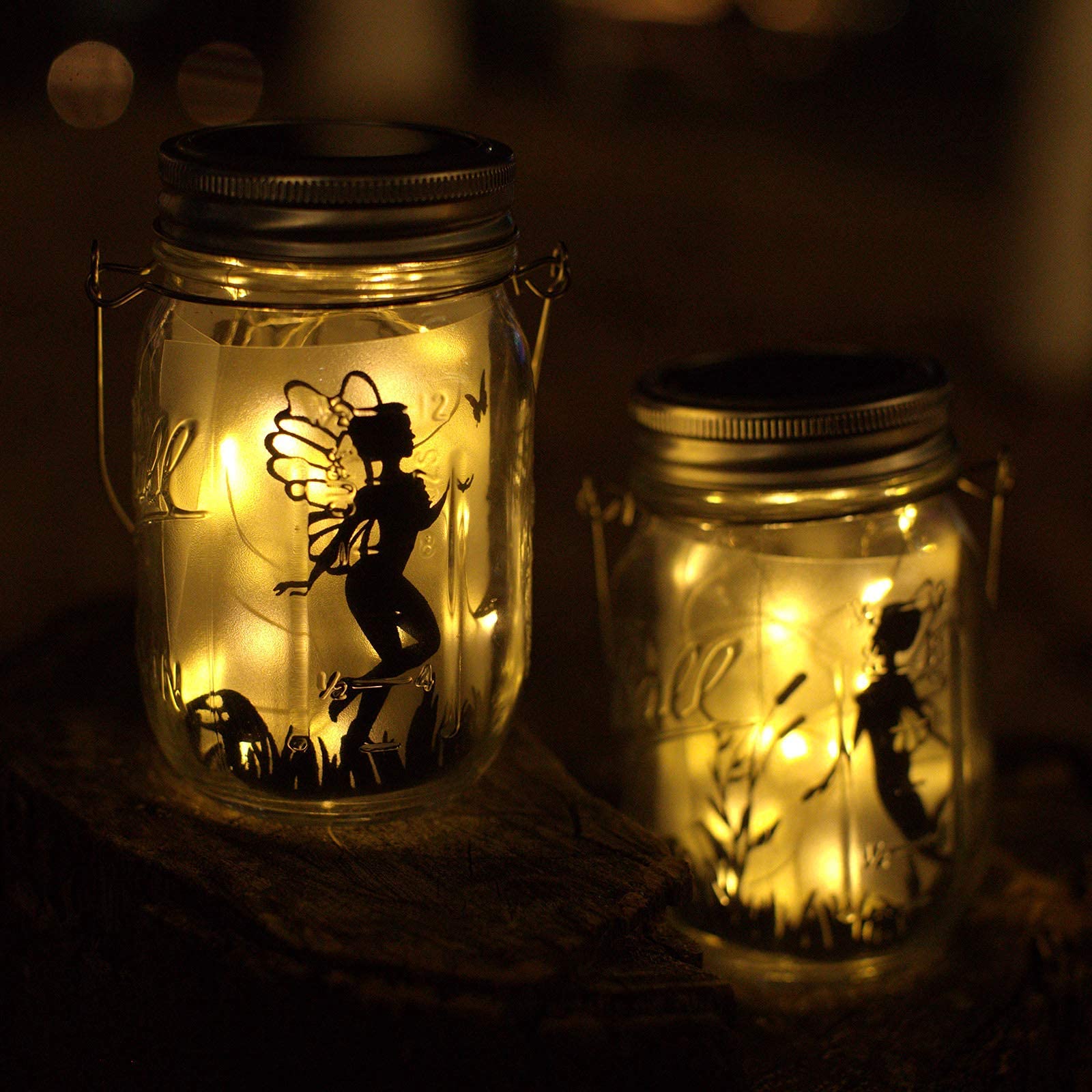 Znycye 12 Pack Solar Mason Jar Lights Warm White +1 Pack Watering Can Lights Warm White