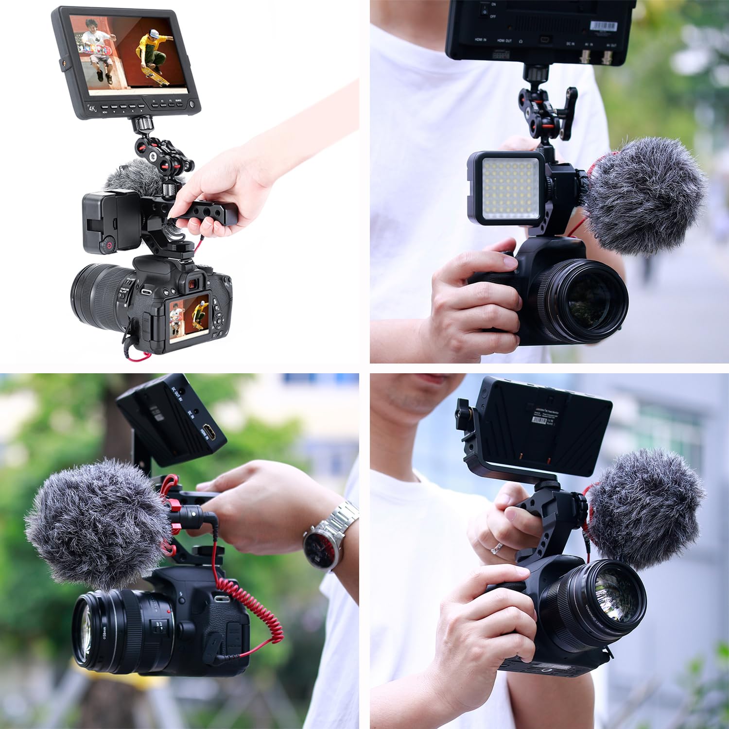 Wewoga R005 Camera Top Handle Grip Hot Shoe Top Cheese Mount Universal Video Stabilizing Rig With 3 Cold Shoe 1/4" 3/8" Competible With Cameras For Led Light, Microphone, Monitor For Low Angle Shoot