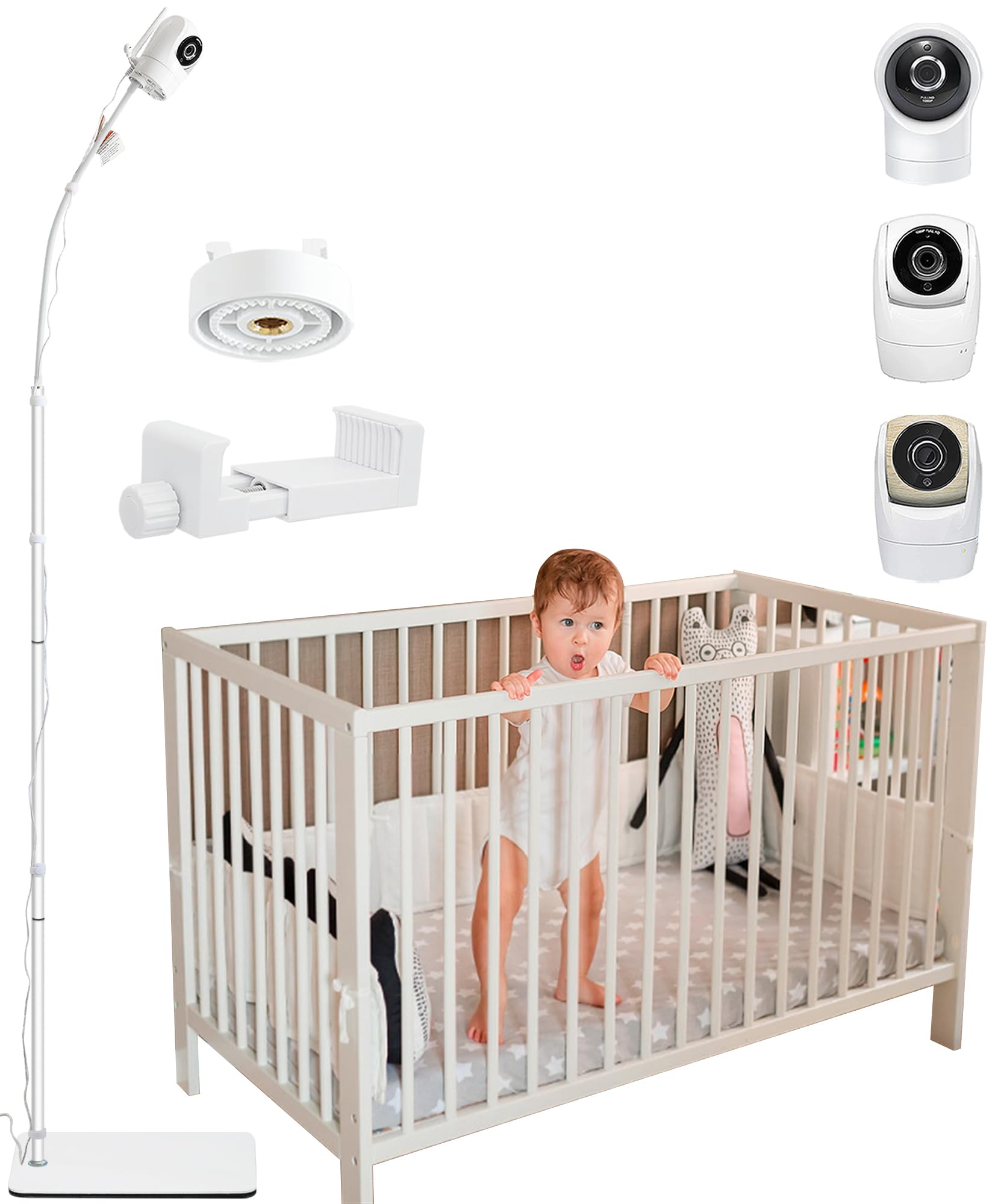 Haloera Universal Baby Monitor Floor Stand Holder For Vtech Vm901, Vm928Hd, Vm5463, Vm819, Vm919Hd Cameras, Stable Silent Base, Height Adjustable, Easy Assembly, No Tools Or Wall Damage