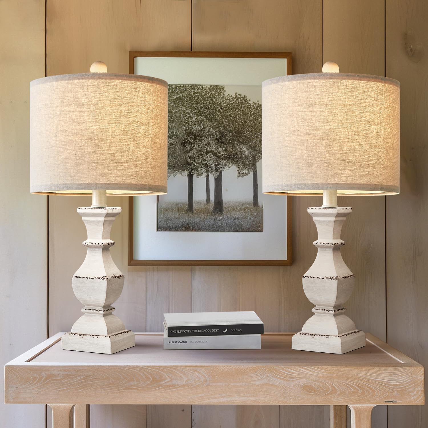 Pokat 20.5" Retro Table Lamps Set Of 2 Nightstand Lamp For Bedroom Vintage Rustic Table Lamps For Living Room Traditional Nightstand Bedside Lamps, Suitable For Small Place