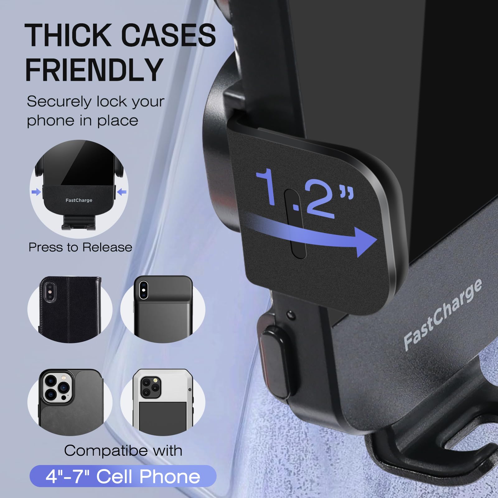 Trixcoin 3-In-1 Wireless Car Charger Cup Holder Phone Mount, 15W Fast Charging, Auto Clamping, Compatible With Iphone & All Smartphones