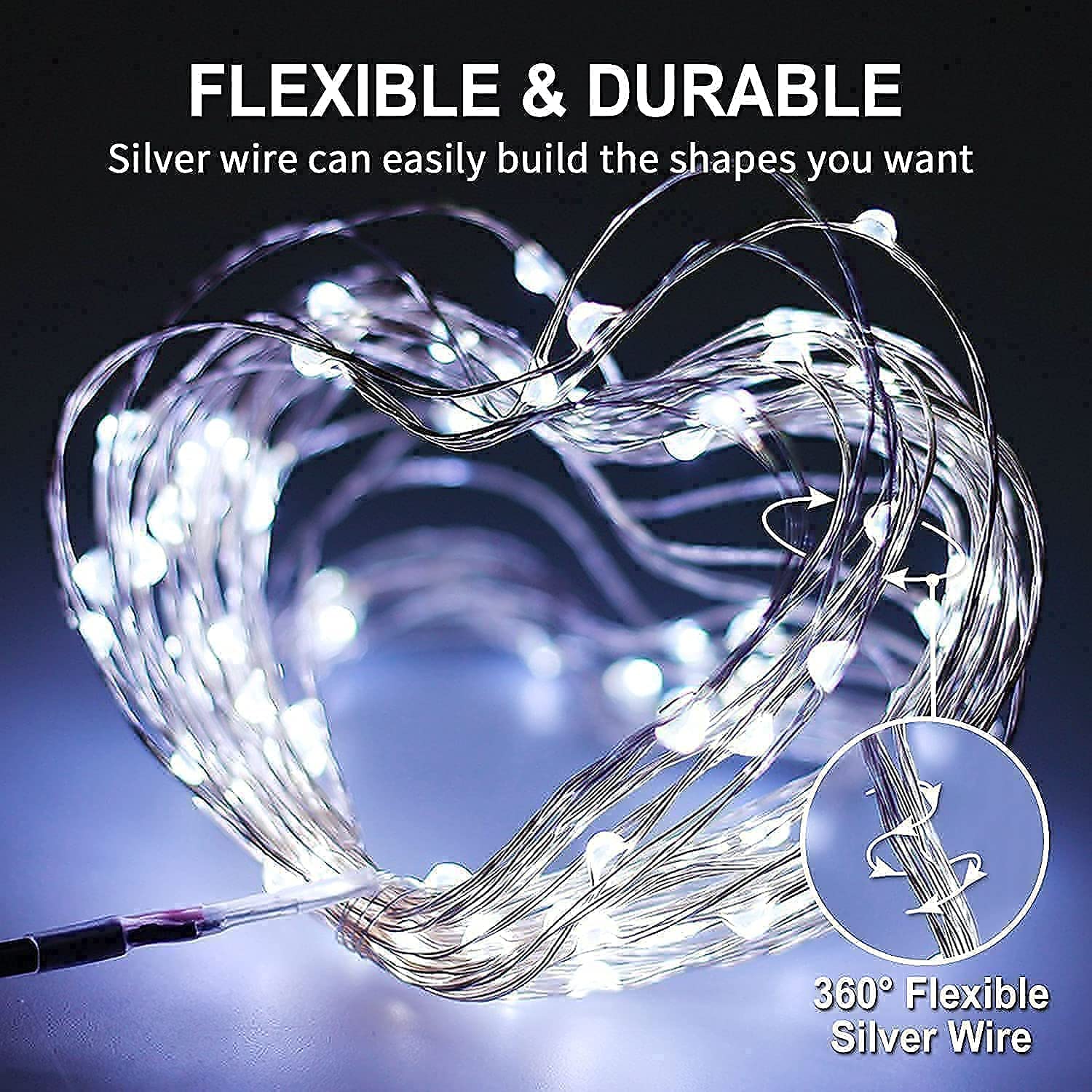 Jmexsuss 200 Led String Lights/2 Pack 200 Led Solar Fairy Lights White