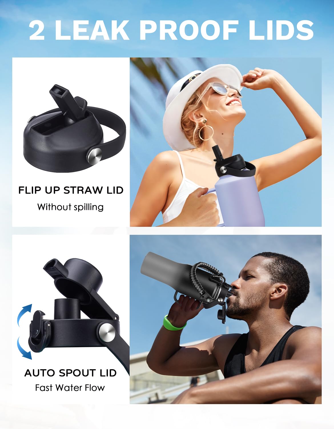 32Oz 40Oz Insulated Tumbler With Handle - Straw & Auto Spout Lid, Protective Boot, Stainless Steel