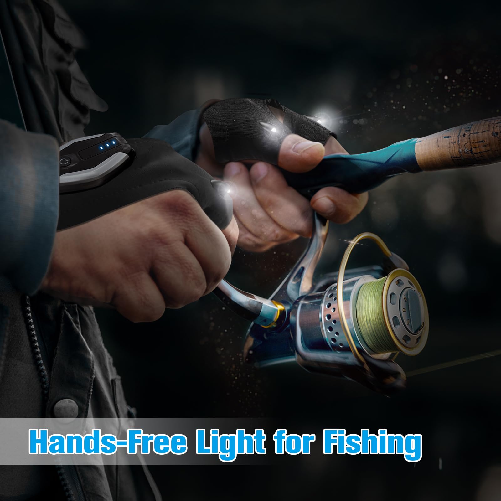 Hinshark Fathers Day Dad  From Daughter Son Wife, Led Flashlight Gloves Rechargeable, Fathers Day Cool  For Dad, Anniversary Birthday Mens  For Men Husband Grandpa, Camping Fishing