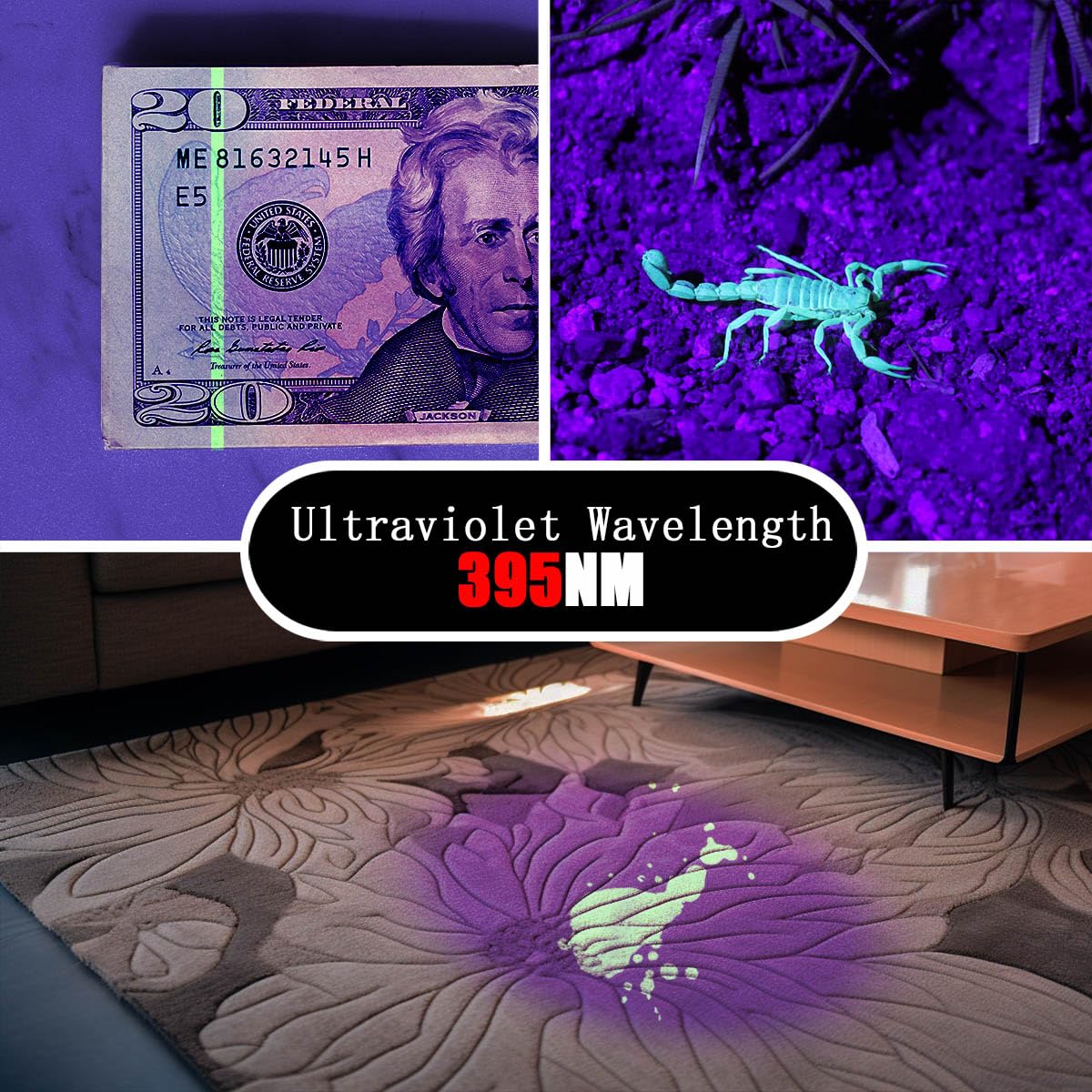 Ansyper Cc Uv Flashlight 2 Pack 395Nm Ultraviolet, Black Light Mini Penlight Portable And Compact For Pet Urine And Stain Detection, Hotel Cleaning, Id Check, Handheld Detector