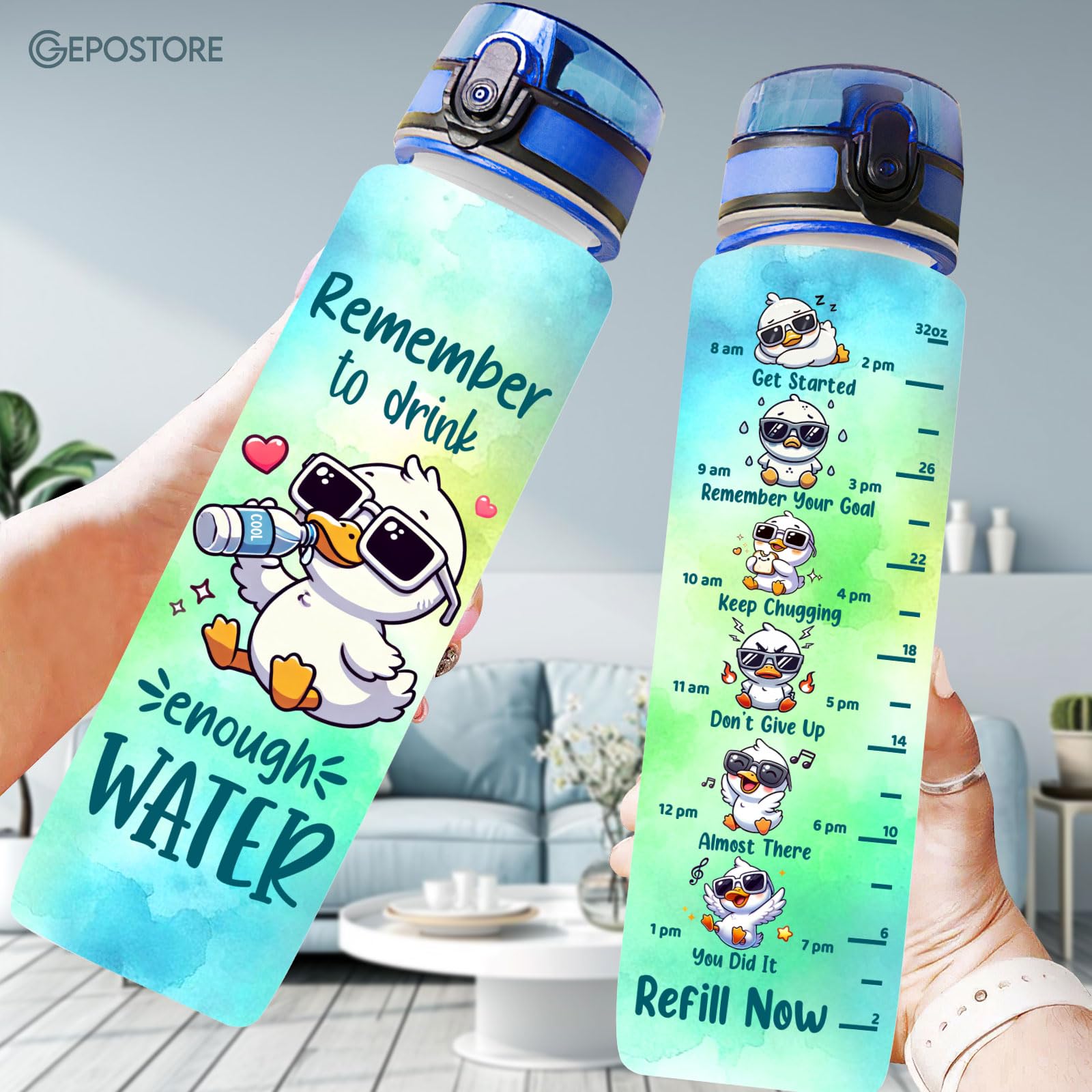 32 Oz Water Track Bottle, Remember To Drink Water Bottle, Water Bottle With Time Marker