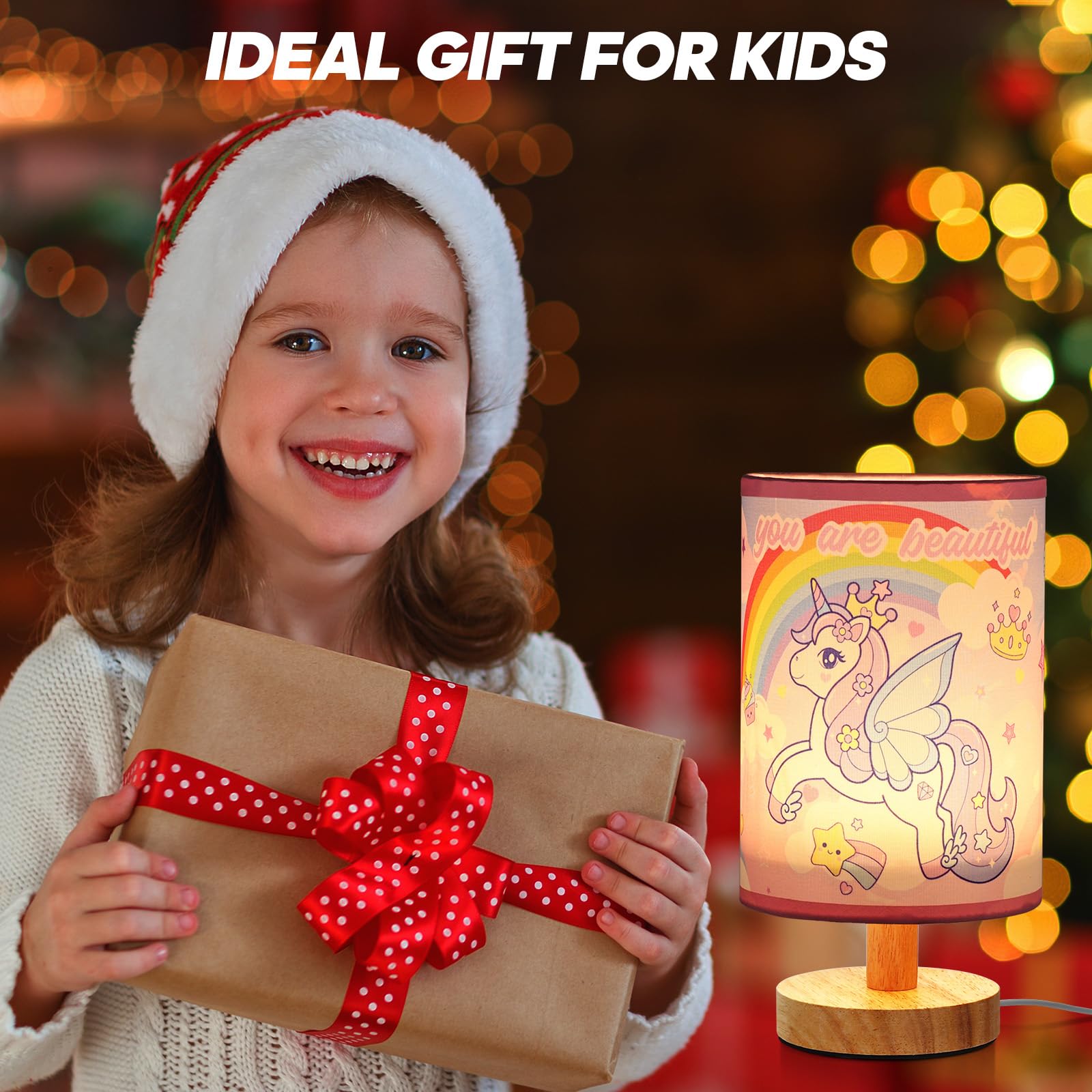 Cifnuh Unicorn Bedside Table Lamp - 3 Colors Dimmable Kids Night Light For Girls Bedroom Desk Reading Night Stand Decor, Cute Unicorn Lamp For Girls Birthday Christmas