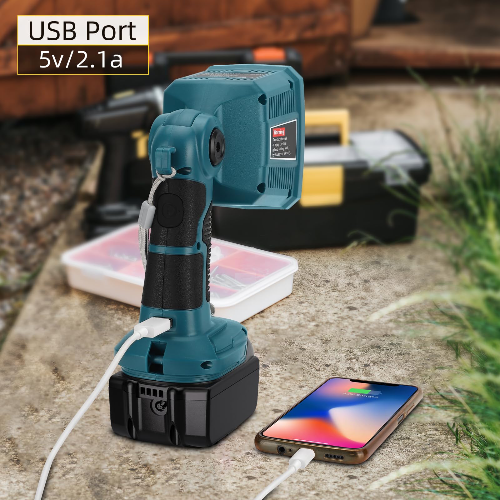 Dteztech Cordless Flashlight For Makita 18V Lxt Lithium-Ion Battery, 18W 1250Lm Led Work Light With Usb Port, Jobsite Light With 110 Degree Pivoting Head Indoor Outdoor Use