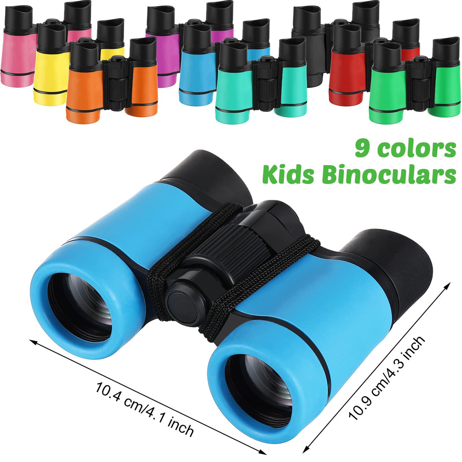 Yunsailing 9 Pack Kid Binoculars Shockproof Mini Compact Binoculars For 3-12 Years Boys Girls Folding Small Telescope For Kids Bird Watching Camping Outdoor Play, 9 Colors