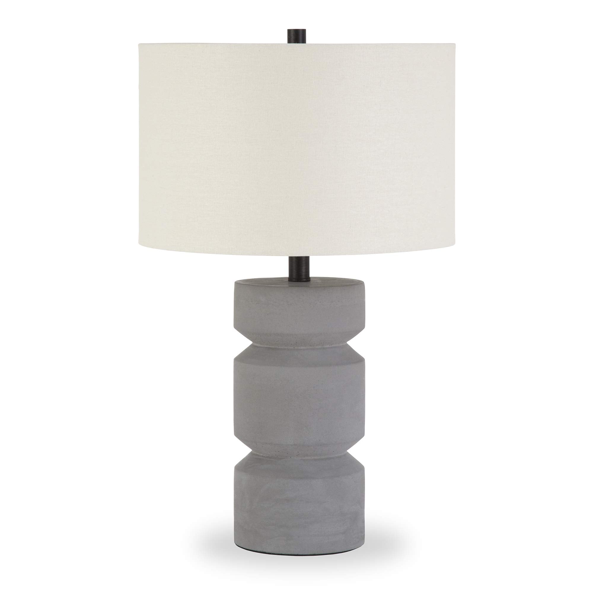 Henn&Hart Reyna 23.5" Tall Table Lamp With Fabric Shade In Concrete/White