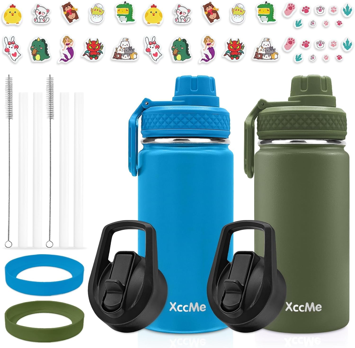 16 Oz Kids Water Bottle 2 Pack,Water Bottles For School Kids,Metal Water Bottle Kids,Insulated Kids