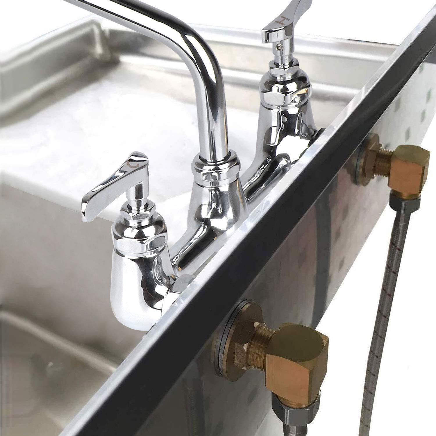 Coolwest Wall Mount Faucet Installation Kit 1/2 Ips To 1/2" Male Backsplash Mounting Kit Connector Adapter Set For Commercial Kitchen Prep & Utility Sink