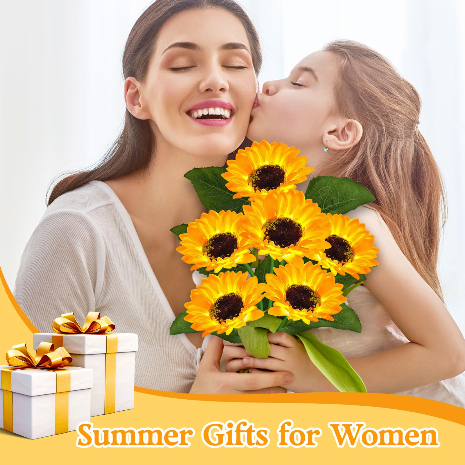 Vookry Solar Garden Lights Outdoor, 6 Pack Sunflower Lights With 36 Real Looking Flowers, Waterproof Summer Garden Decor Solar Flowers For Yard Bakcyard Patio Flowerbed Yard, Gift For Mom Women