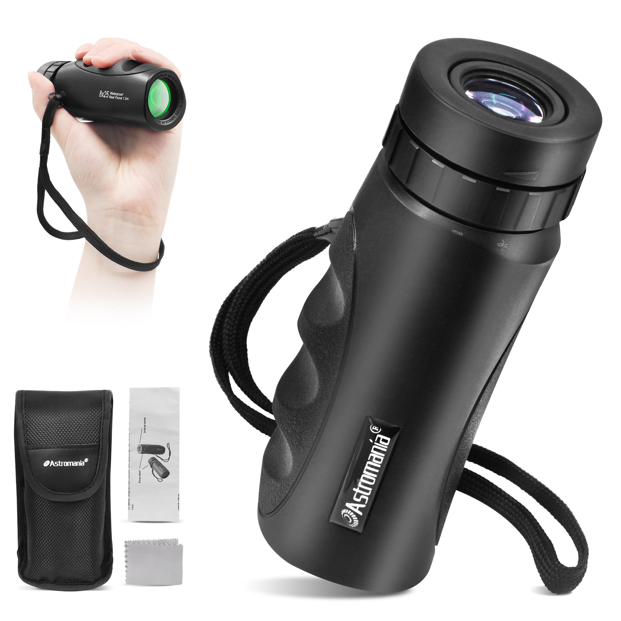 Astromania 8X25 Waterproof Compact Monocular, Smaller Size Easier To Carry Around For Bird Watching Hunting Camping Hiking Sport Game Concerts