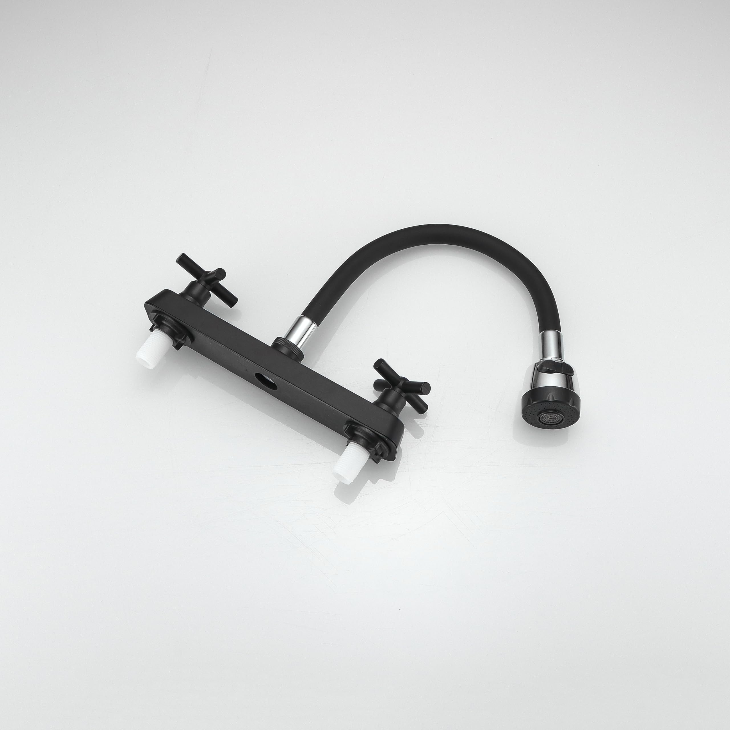 Weirun Rv Kitchen Faucet,Rv Kitchen Sink Faucet Replacement,Camper Faucet Kitchen With 2 Handles Flexible Arch 360 Swivel Flexible Dual Function Sprayer For Campers, Motorhomes, Travel Trailers Black