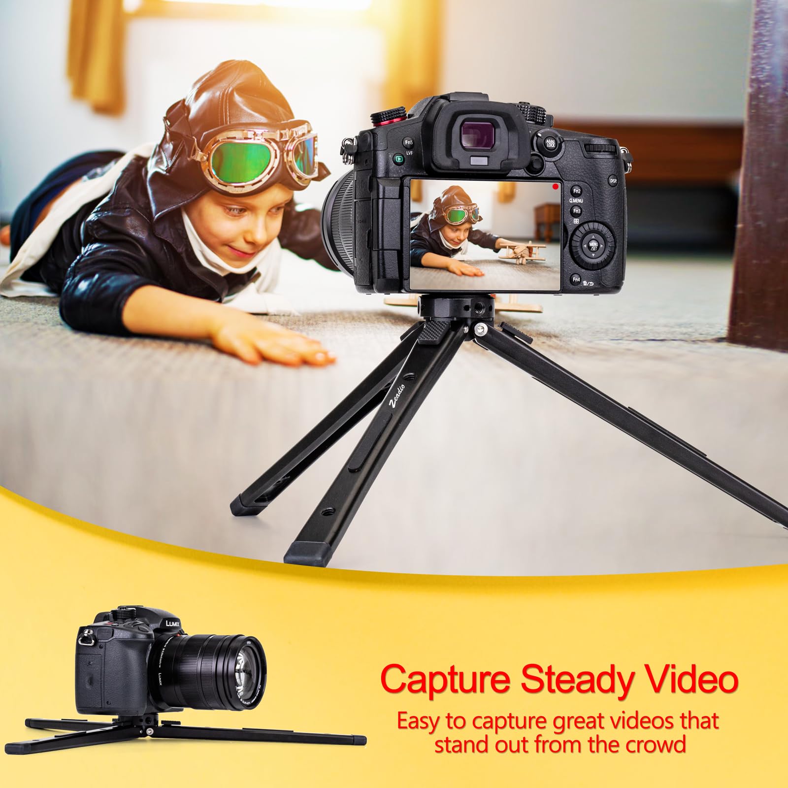 Zeadio Adjustable Metal Camera Tripod, Max Load 40Kg/88Lb, Desktop Tripod Stand For Smooth 4, Osmo Mobile, Ronin-S, Vimble 2, Gimbal Handle Grip Stabilizer And All Cameras Action Camera Etc