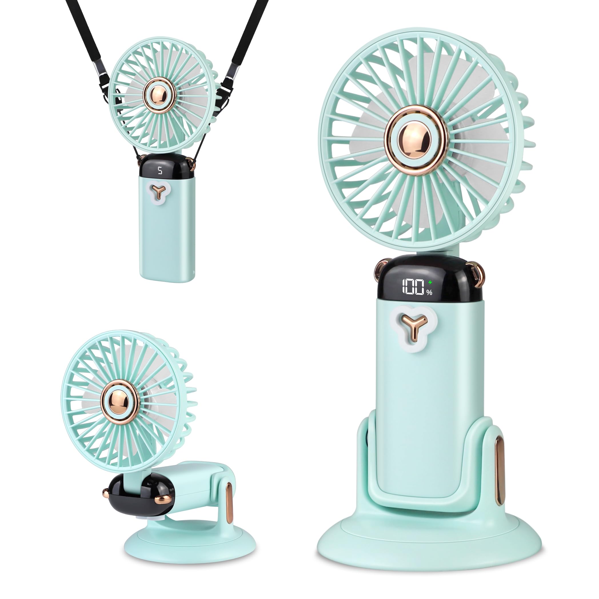 Versatile 4-In-1 Portable Handheld Fan, Battery Operated Fan With Base, 90°Ajustable, Rechargeable - Koospark
