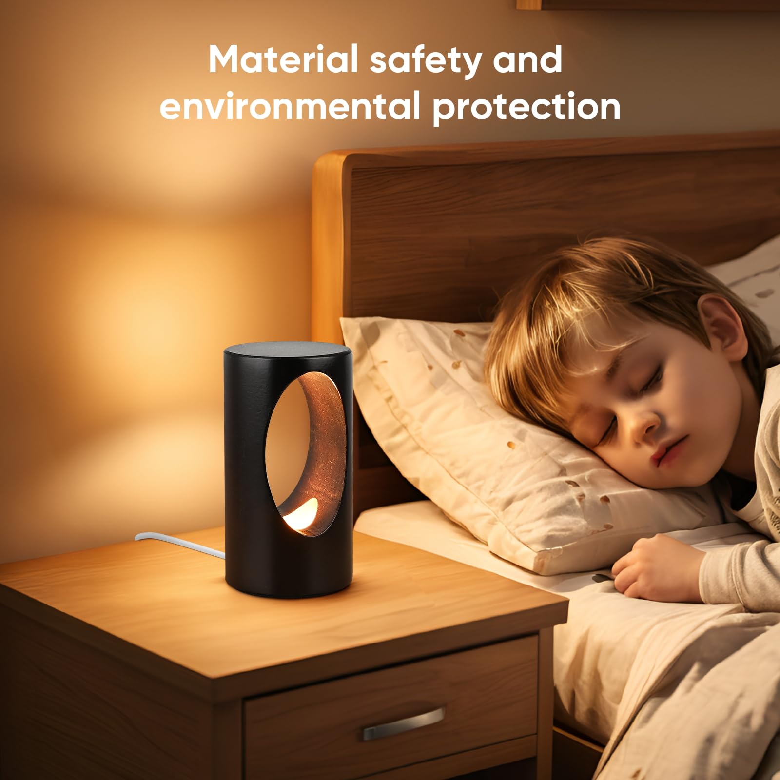 Lonrisway Led Wood Table Lamp,Natural Beech Bedroom Bedside Night Light, Dimmable Led Lighting, Creative Home Decor Desk Lamp, Unique House Warmging