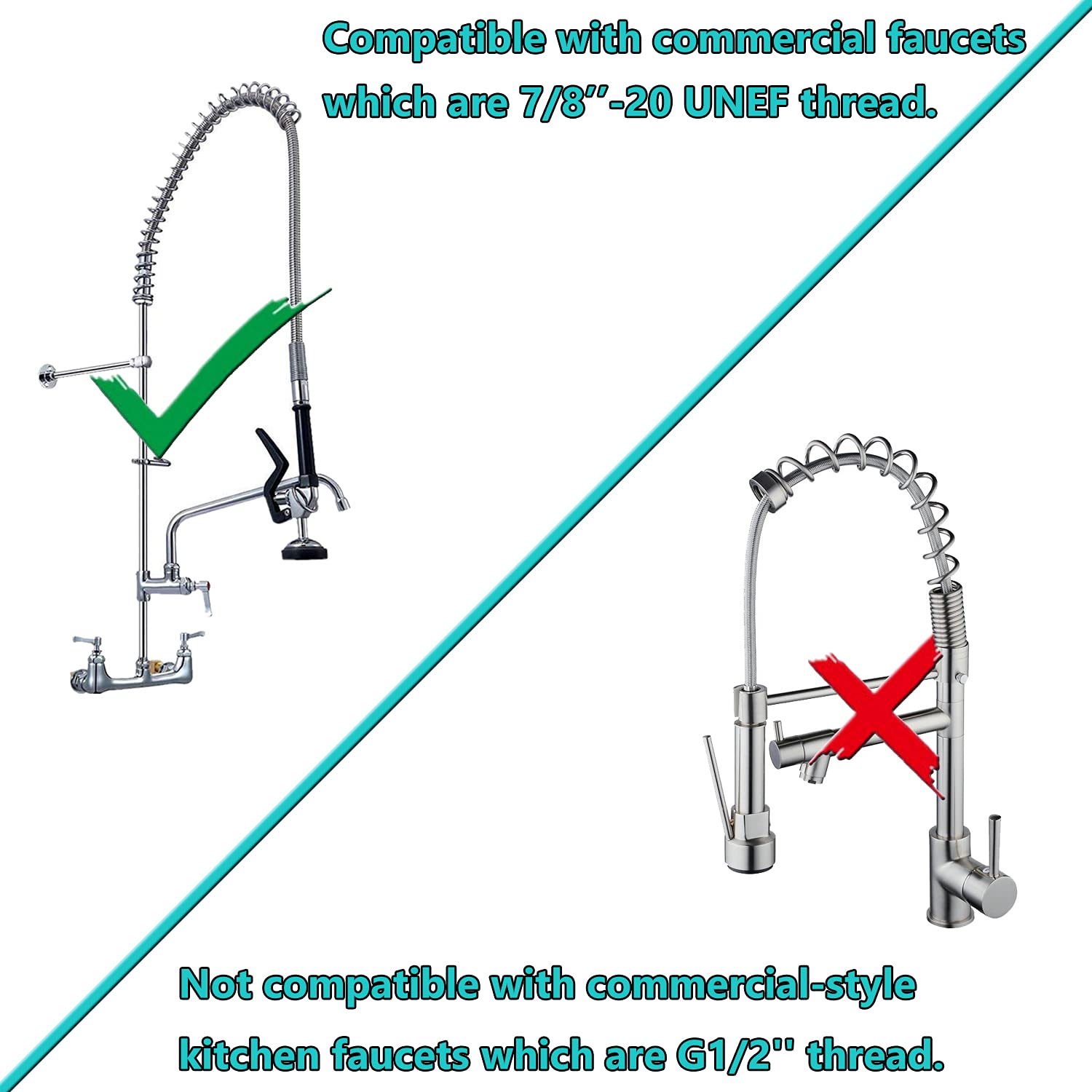 Yoogyy Commercial Sink Sprayer Replacement, Commercial Sink Pre Rinse Faucet Spray With Handle Grip Assembly,1.28 Gpm High Pressured Dish Sprayer For Replacement Kit,Grey