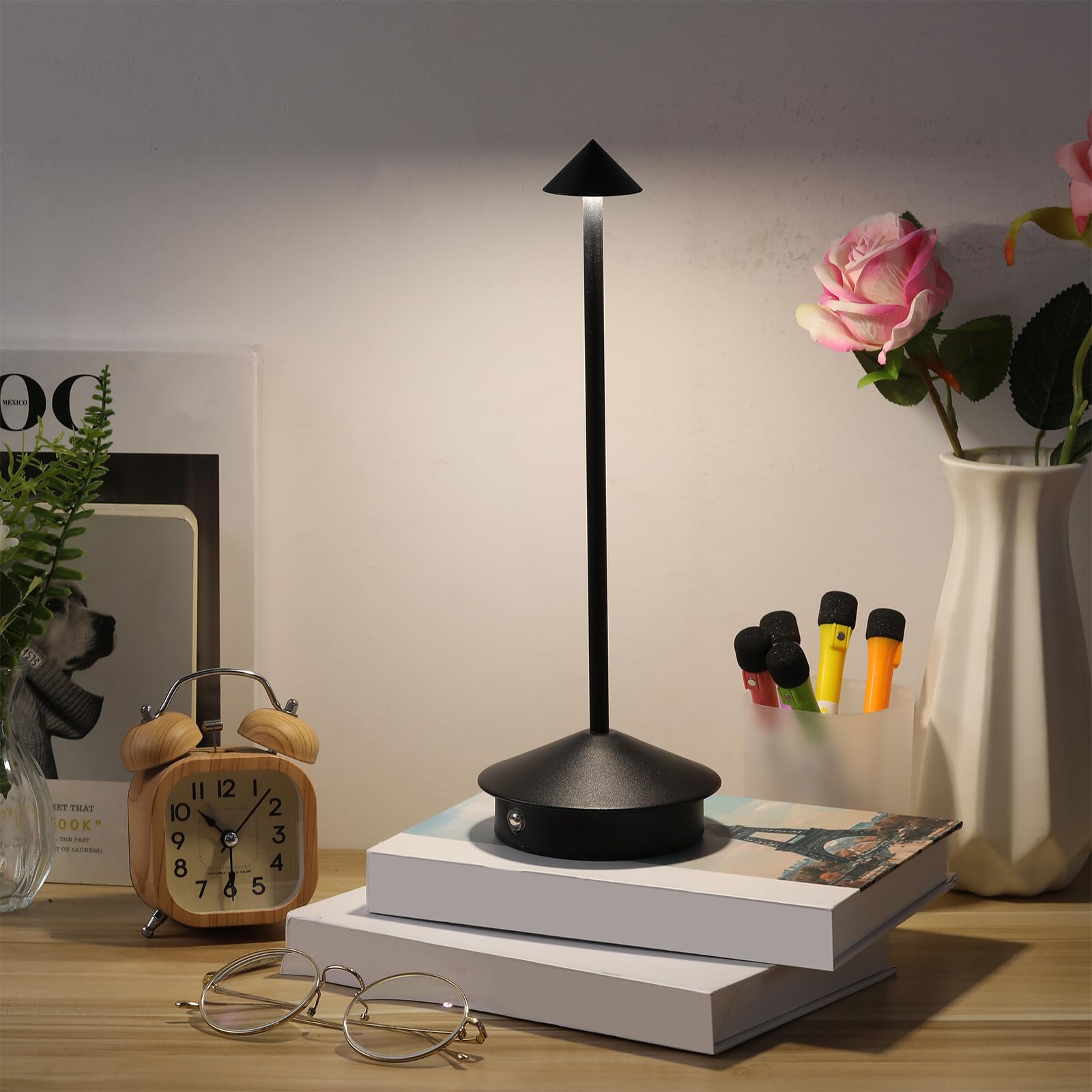 Vihose 2 Pack Cordless Table Lamp Rechargeable Led Modern Minimalist Table Lamp Portable Desk Lamps 5000 Mah 3 Level Brightness Dimmable Light Lamps For Living Room Restaurant Outdoor