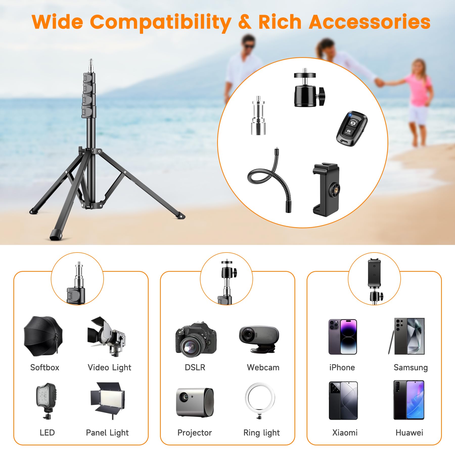 Victiv 90" Gooseneck Phone Tripod, Flexible Cellphone Tripod For Iphone With Remote Phone Holder, Camera Stand For Recording, Content Creator Essentials, Compatible With Iphone Android