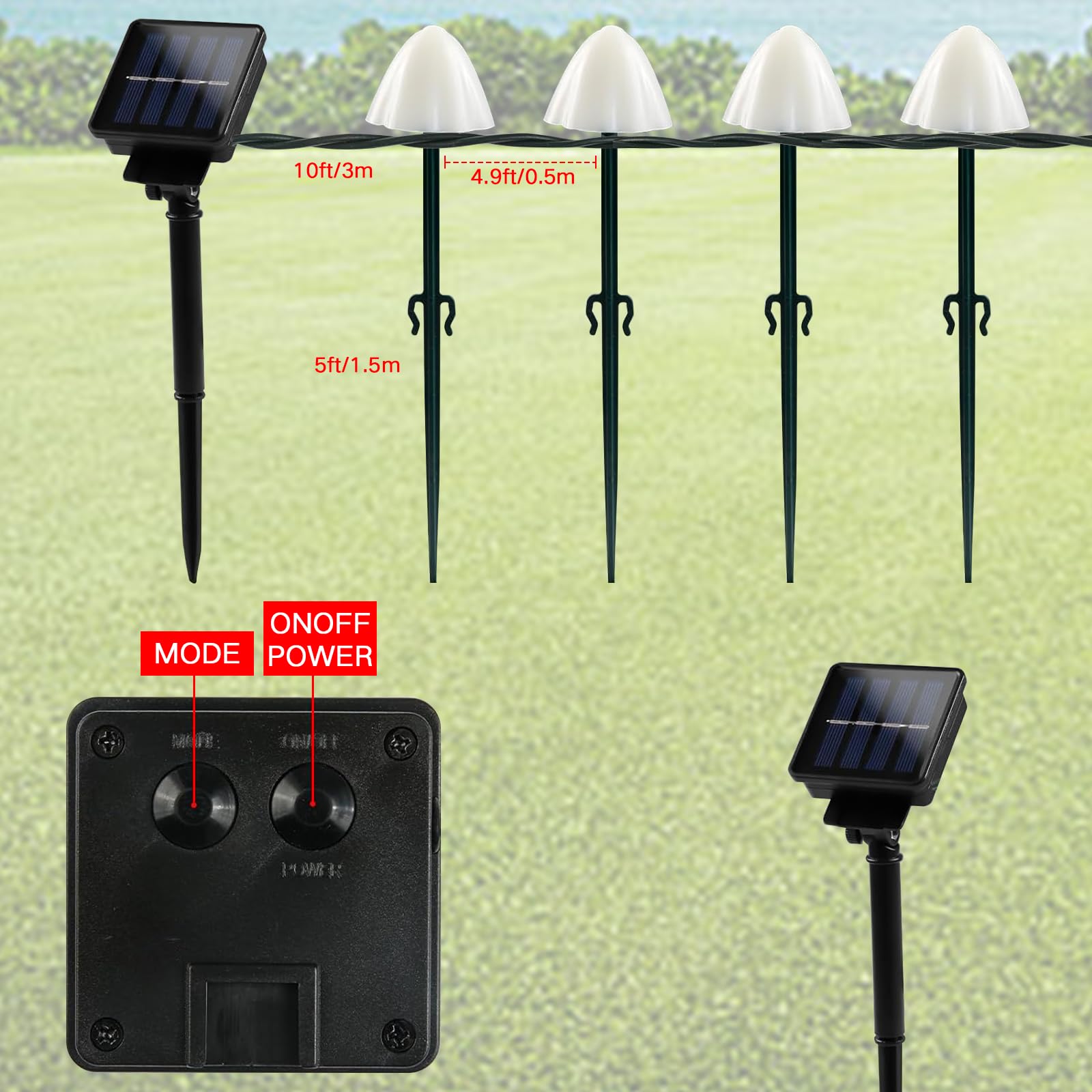 Cyindzchwy Mushroom Light, Plug-In Outdoor Garden Lights, 12Pcs 8 Modes Pathway Landscape Lights Outdoor Decor Fairy String Light For Yard Patio Lawn Garden Pathway(Warm White)