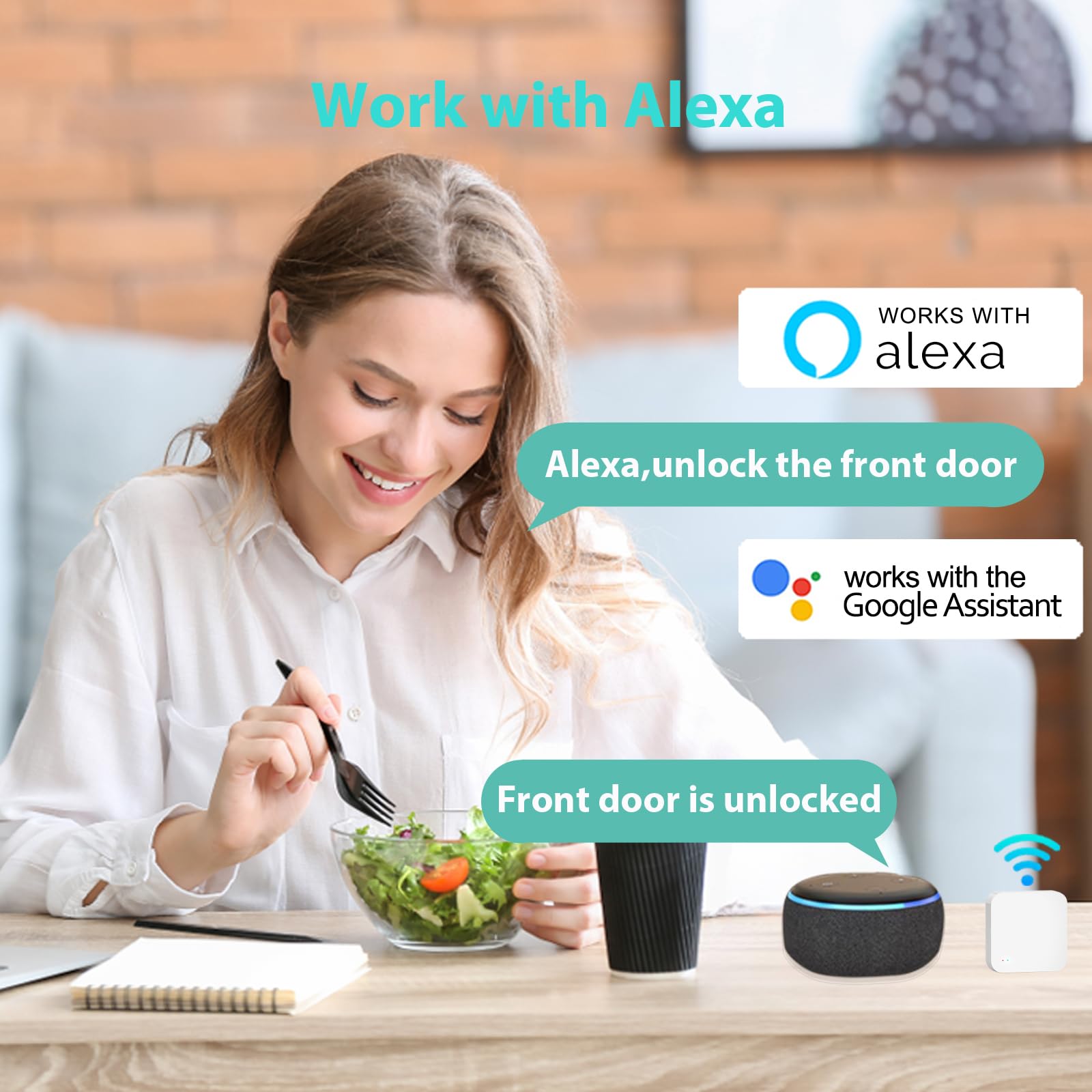 Cinop Front Door Lock Set 5 In 1 - Wifi Remote Control Unlock, Smart Locks For Front Door, Keyless Entry Door Lock Deadbolt With Handle Set, Bluetooth Enabled With Alexa Voice Control (Black)