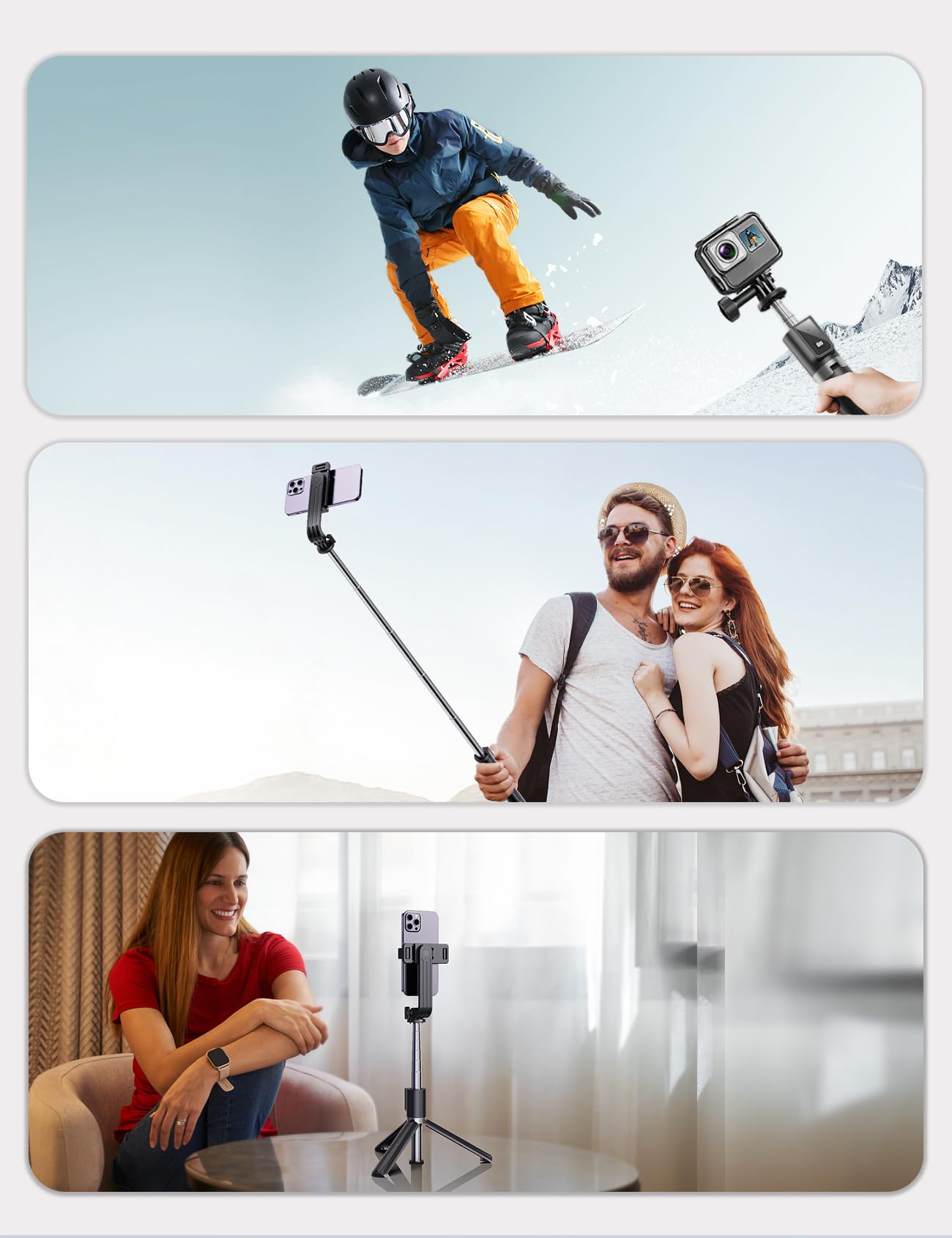 Anxre Selfie Stick Tripod With Remote, Extendable 360° Rotatable Selfie Stick, 41.7" Phone Tripod Stand For Cell Phone Filming Compatible With Iphone Samsung Android Smartphone Gopro