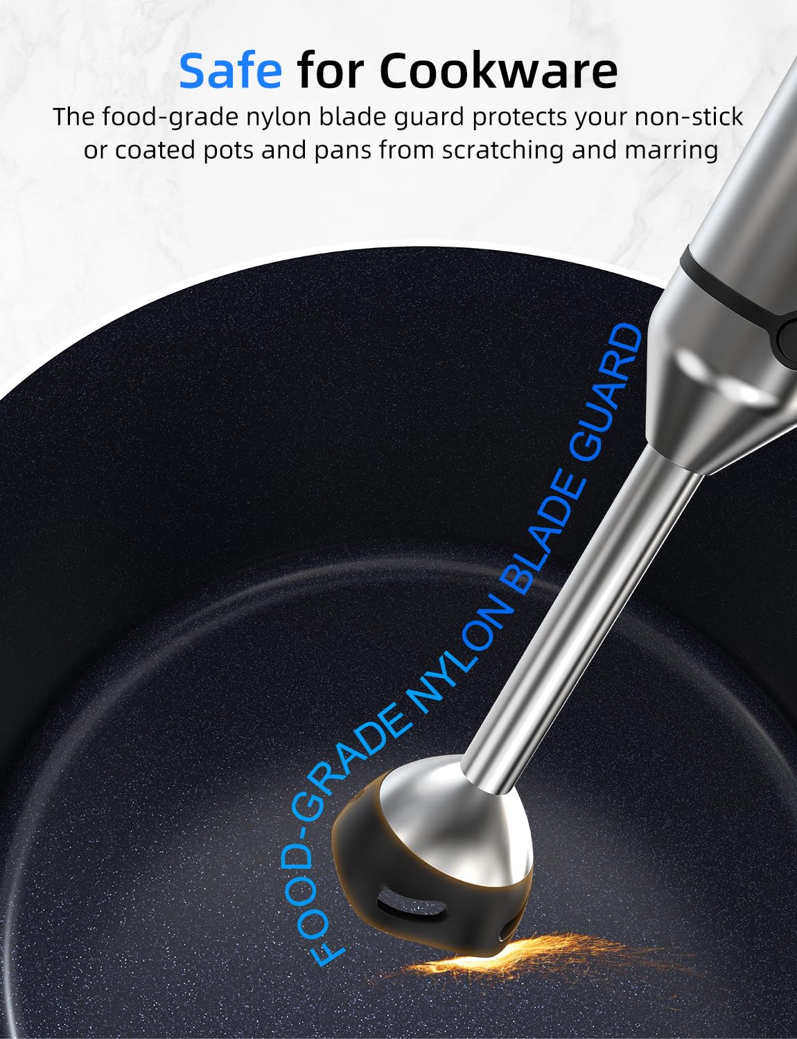 Potane Immersion Blender, Heavy Duty Copper Motor, Stainless Steel Smart Stick With Egg Beaters, Potato Masher, Chopper/Food Processor