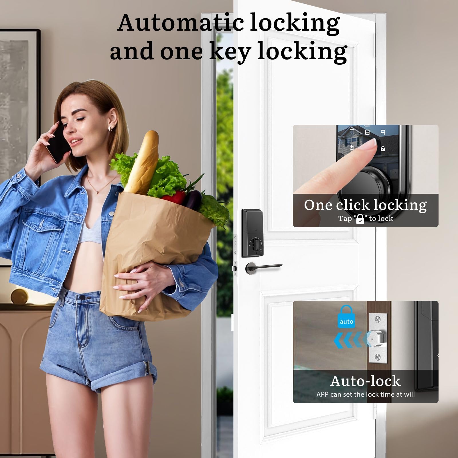 Bog Fang Keyless Entry Smart Door Lock - Fingerprint Code Deadbolt For Front Door Electronic Keypad Locks -App Control,Auto Lock,Easy To Install