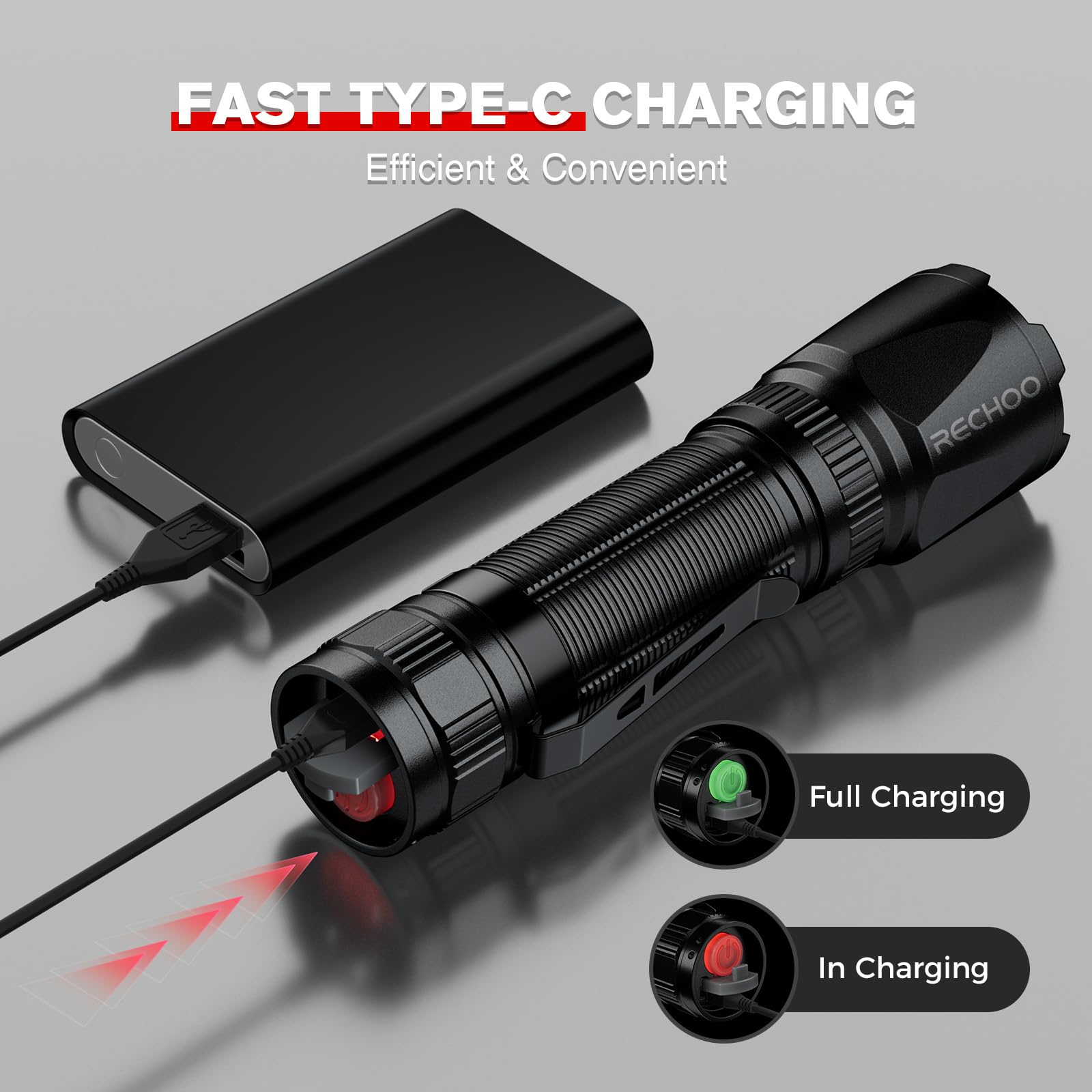 Rechoo Red Light Flashlight, High-Powered 3 Modes Red Led Rechargeable Flashlights With Clip & Lanyard, Zoomable And Portable Red Flashlights For Hunting, Astronomy, Aviation, Night Observation