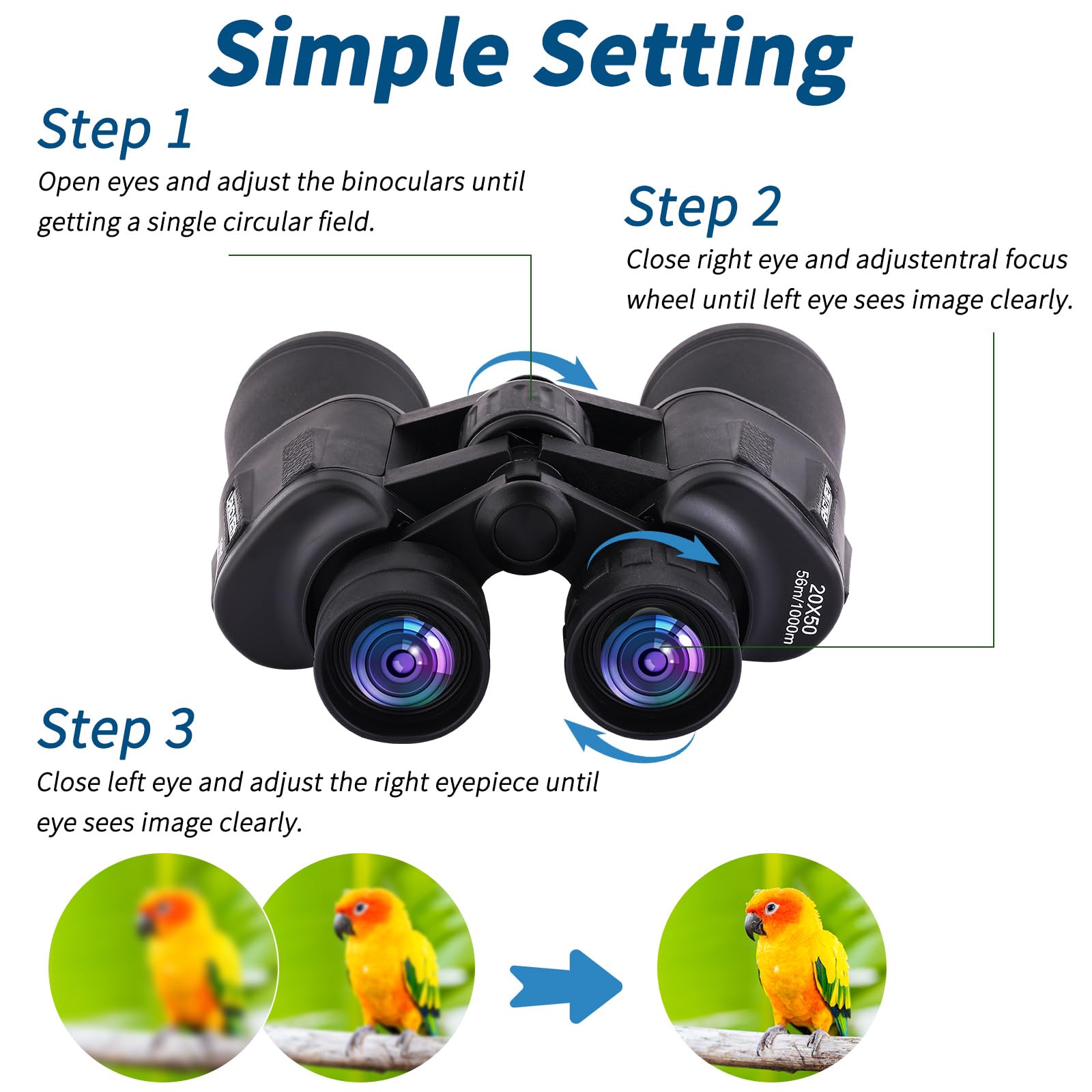 Atrery 20X50 High Powered Binoculars For Adults, Waterproof Hunting Binoculars With Low Light Vision, Binoculars For Bird Watching, Hunting, Traveling, Sightseeing (Black)