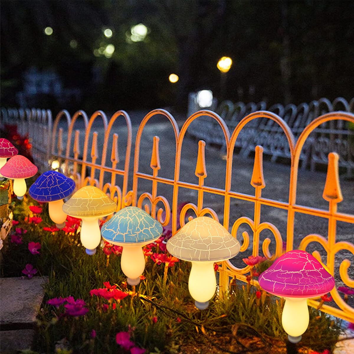 Ruexig Solar Mushroom Lights For Garden, 8 Led Crack Mushrooms, Waterproof Solar Pathway Lights, Mushroom Decor For Yard Decor, Flowerbed Housewarming Gift
