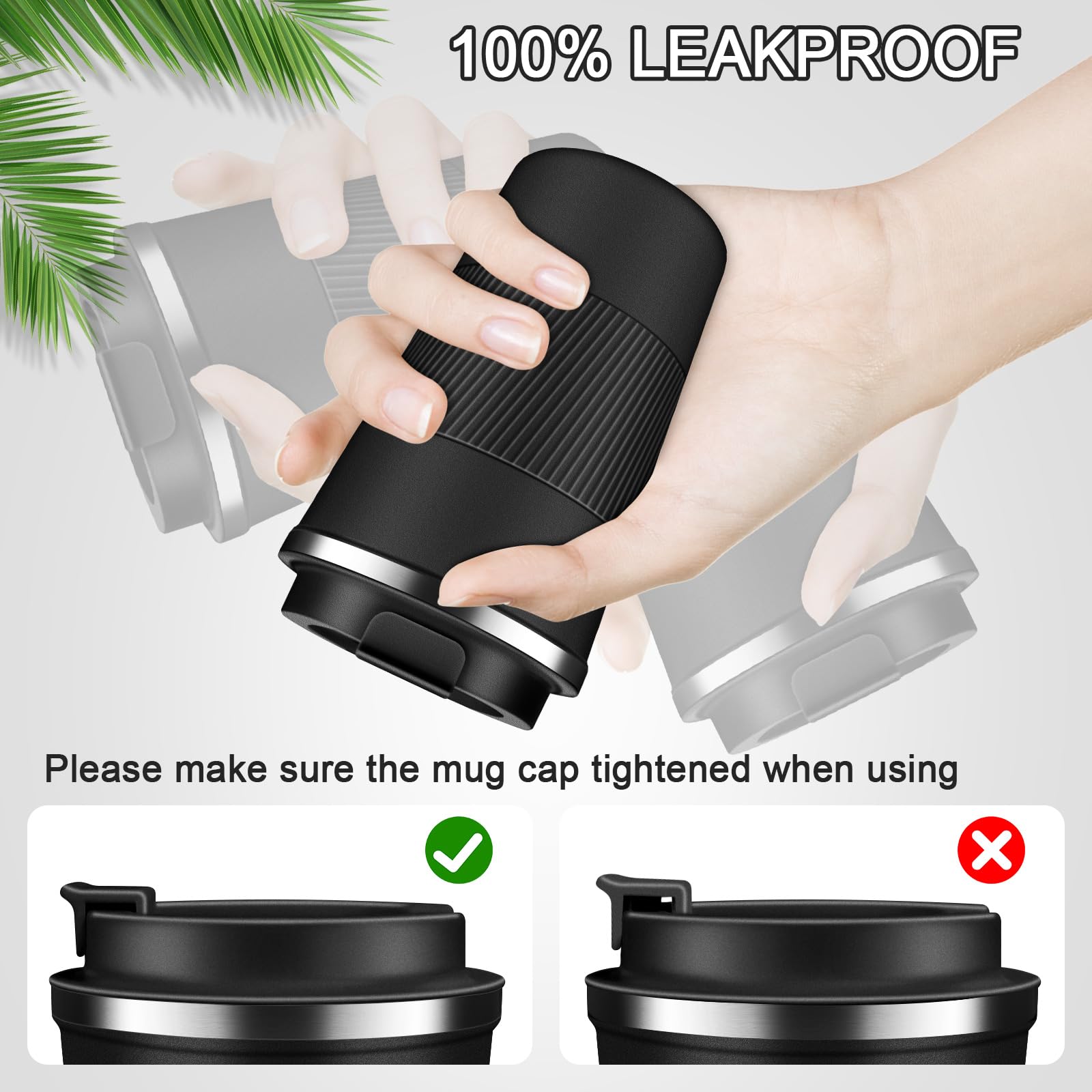 Insulated Coffee Mug 12Oz & 17Oz, Leakproof Coffee Cup With Lid, Thermal Coffee Tumbler Stainless
