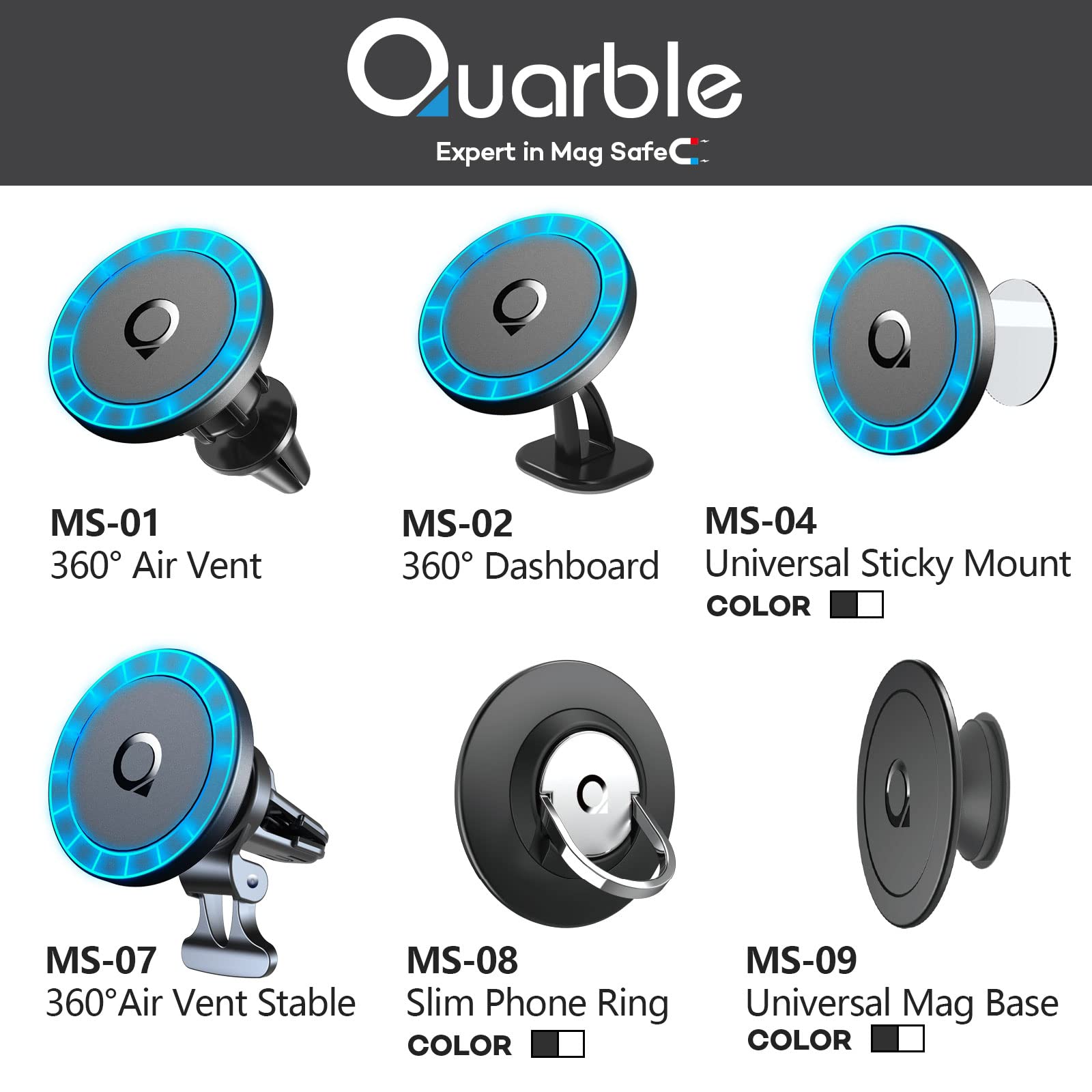 Quarble Air Vent Car Mount Holder Compatible With 14 13 12/Pro/Pro Max/Mini And Magsafe Case 360° Adjustable No Metal Plate Needed