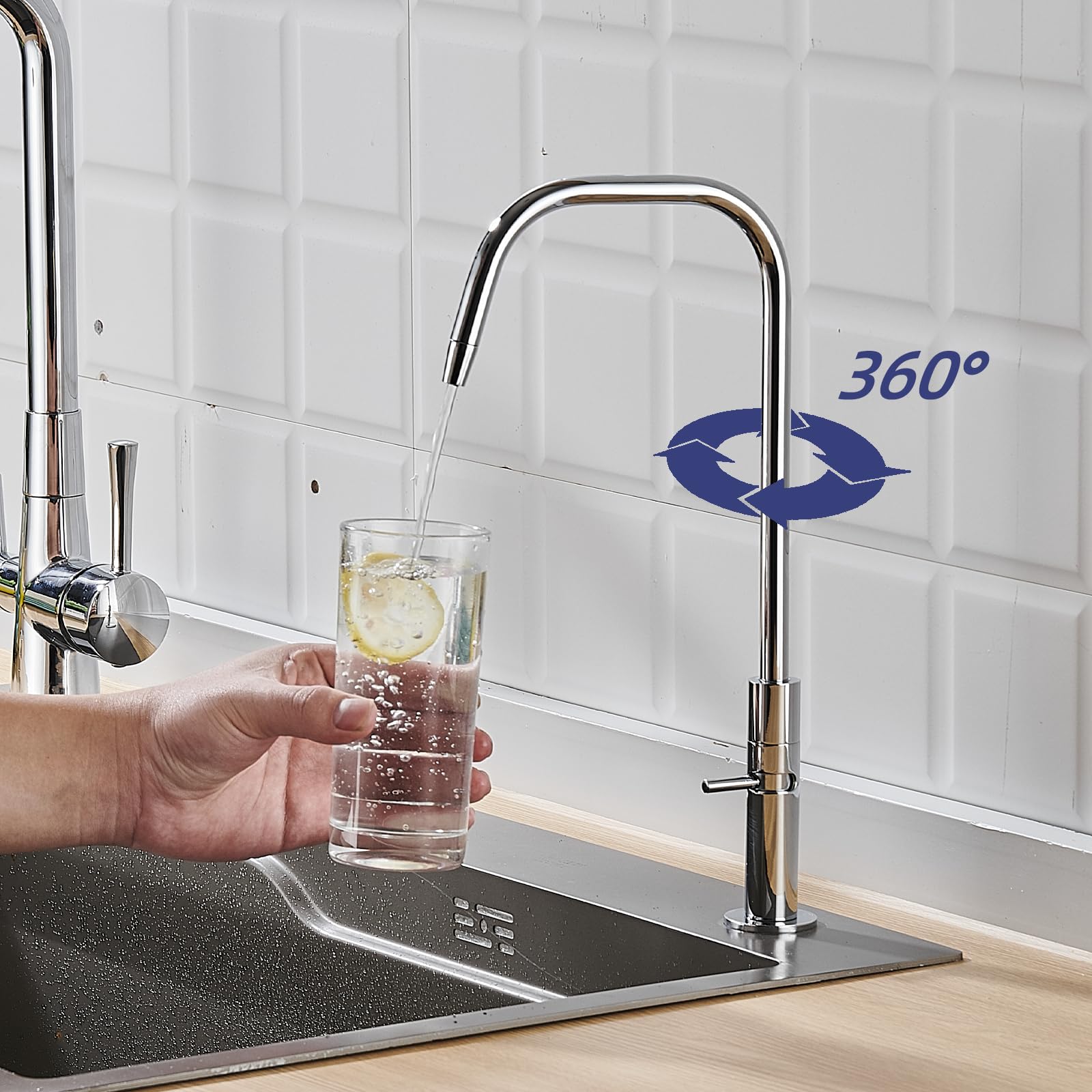 Zhibai Drinking Water Faucet For Kitchen Sink,Pure Water Filter Faucet Stainless Steel For Reverse Osmosis And Water Filtration System, Lead- Non-Air Gap Ro Faucet, Versatile Slim Faucet, Sliver