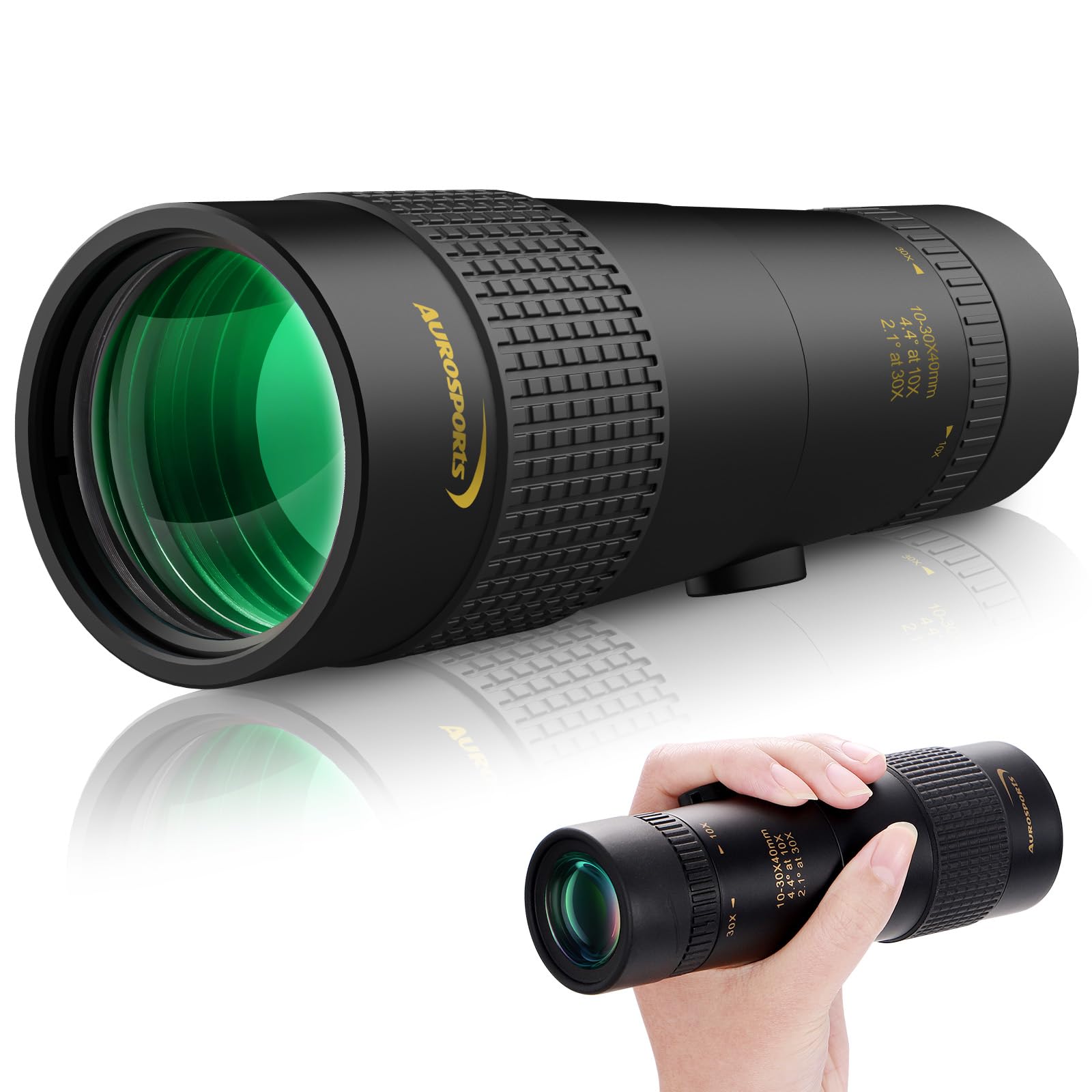 Aurosports 10-30X40 Zoom Monocular For Adults, Monocular Telescope High Power With Bak4 Prism, Compact Monoculars For Bird Watching Traveling Hunting Camping