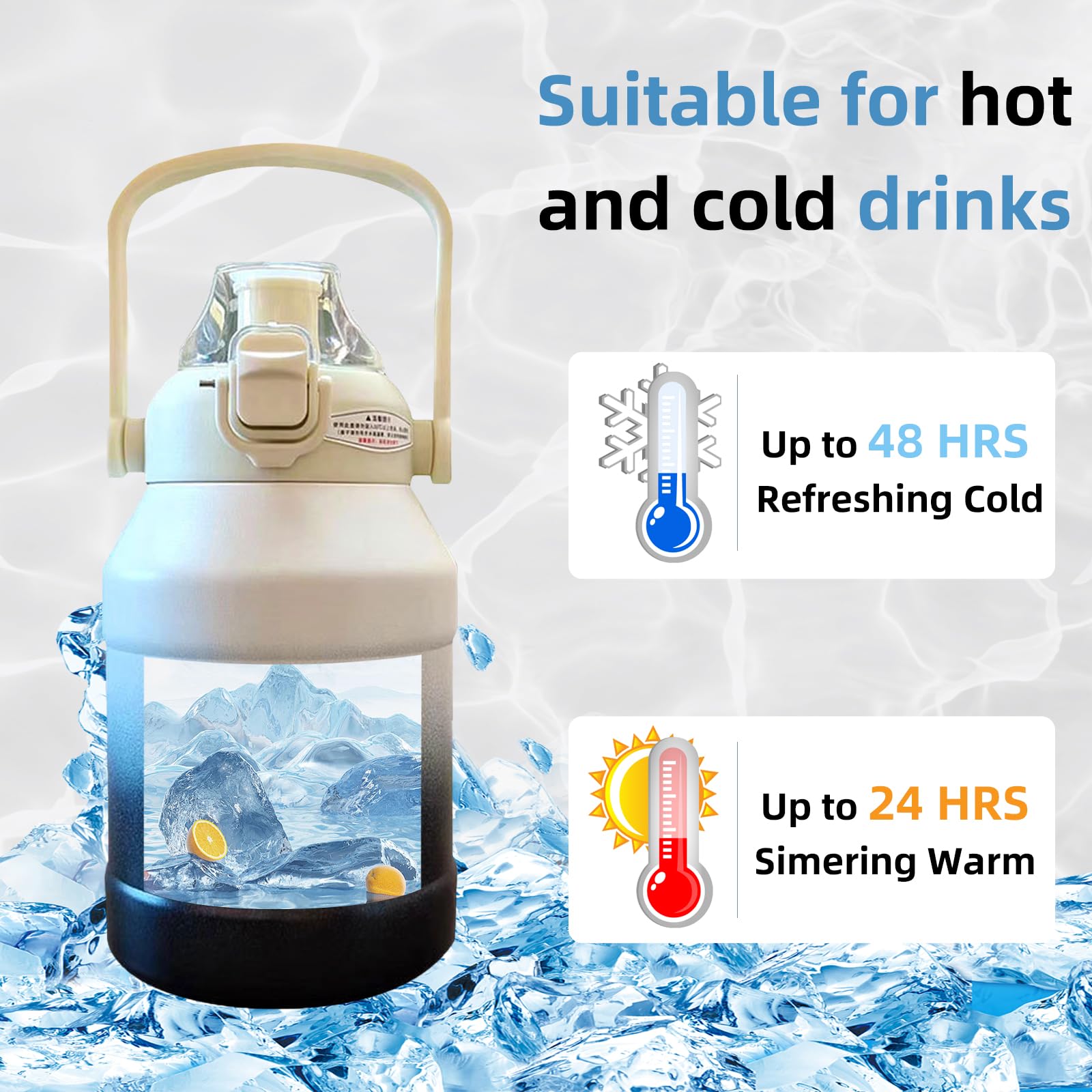 37Oz Insulation Stainless Steel Water Bottle, Leakproof Travel Thermo Mug