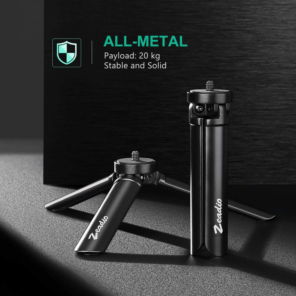 Zeadio Metal Mini Tripod, Max Load 20Kg/44Lb, Desktop Tabletop Stand Tripod, Fits For Smooth 4, Crane Plus, Crane 2, Osmo Mobile, Ronin-S, Vimble 2, Gimbal Handle Grip Stabilizer And All Cameras
