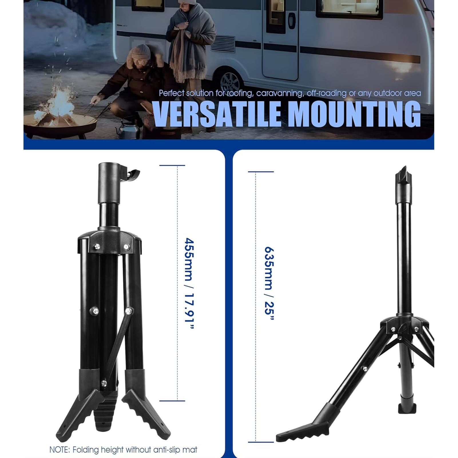 Walfront Foldable Tripod Adjustable Height Stable Support Satellite Dish Tripod Stand For Starlink V2 V1, Antenna Internet Equipment Stainless Steel Stand Roof Camping Rv Travel Yacht