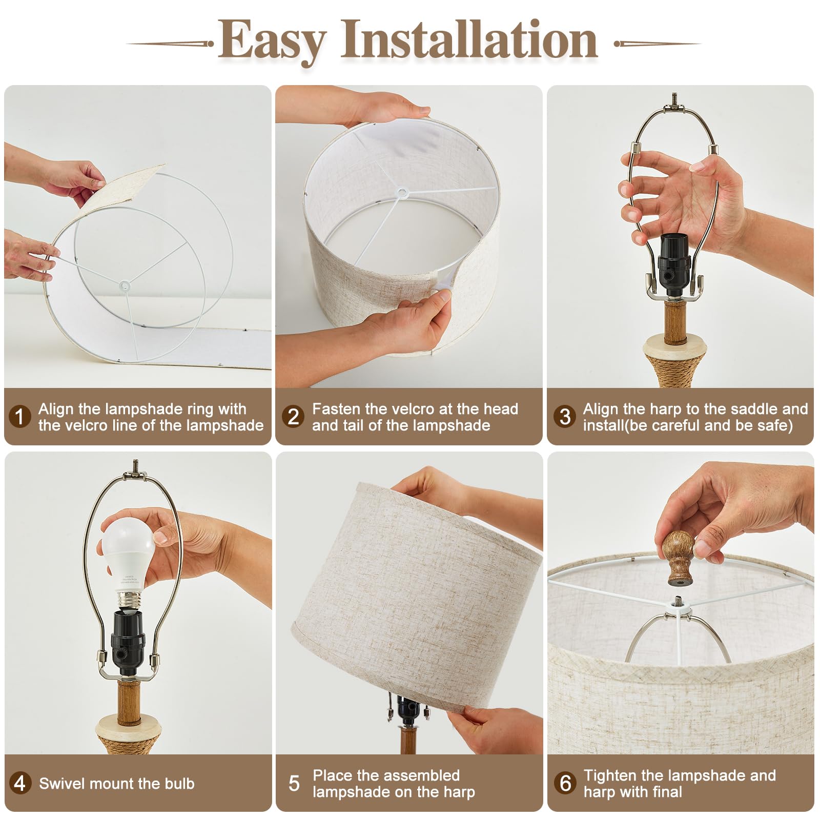 Ejiaxin Table Lamp For Bedroom Set Of 2 - Bedside Table Lamps With 3 Color Temperatures - Boho Rattan Lamps For Nightstand With Usb A+C Charging Ports Farmhouse Living Room Lamp Bulb Included