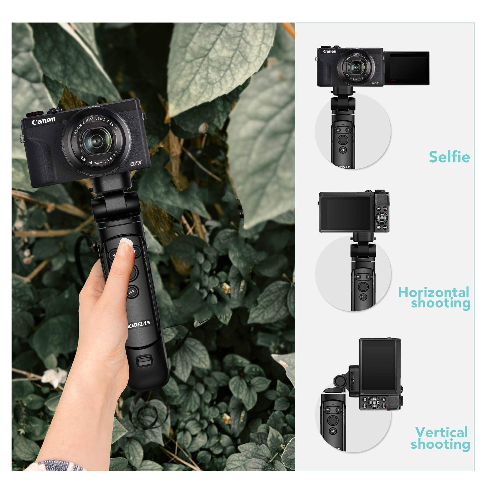 Aodelan Wireless Shooting Grip And Tripod Camera Remote Control For Canon Eos Rebel Sl2, Sl3, 77D, R5, R6, T7I, M50, Eos Rp, R, Powershot Sx70 Hs, G7 X Mark Iii, G5 X, M6 Mark Ii