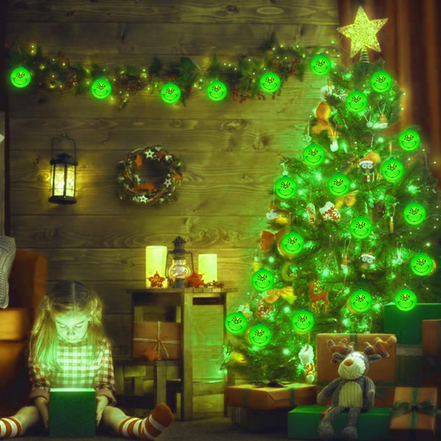 String lights wrapped around an outdoor Christmas tree