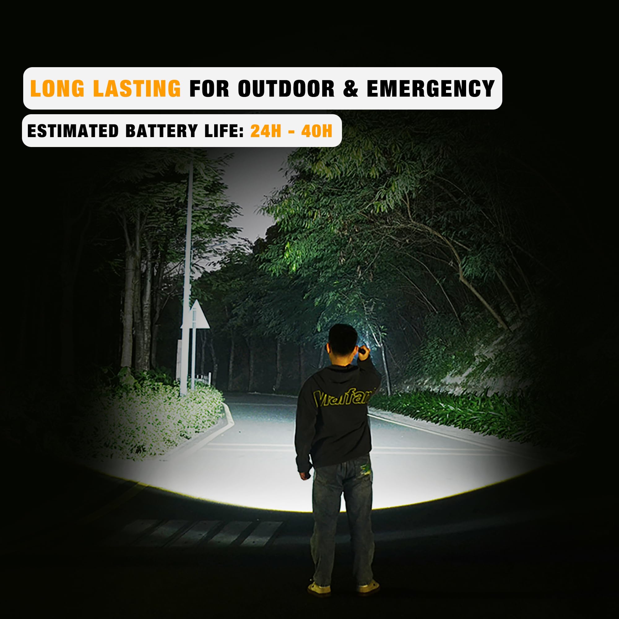 Kunhe Heavy Duty 3D Cell Led Flashlights Large Aluminum Zoomable High Lumens-1000 Lm Battery Powered Single Mode Flash Light- Big Security Flashlight For Home Emergency Power Outages Camping Car