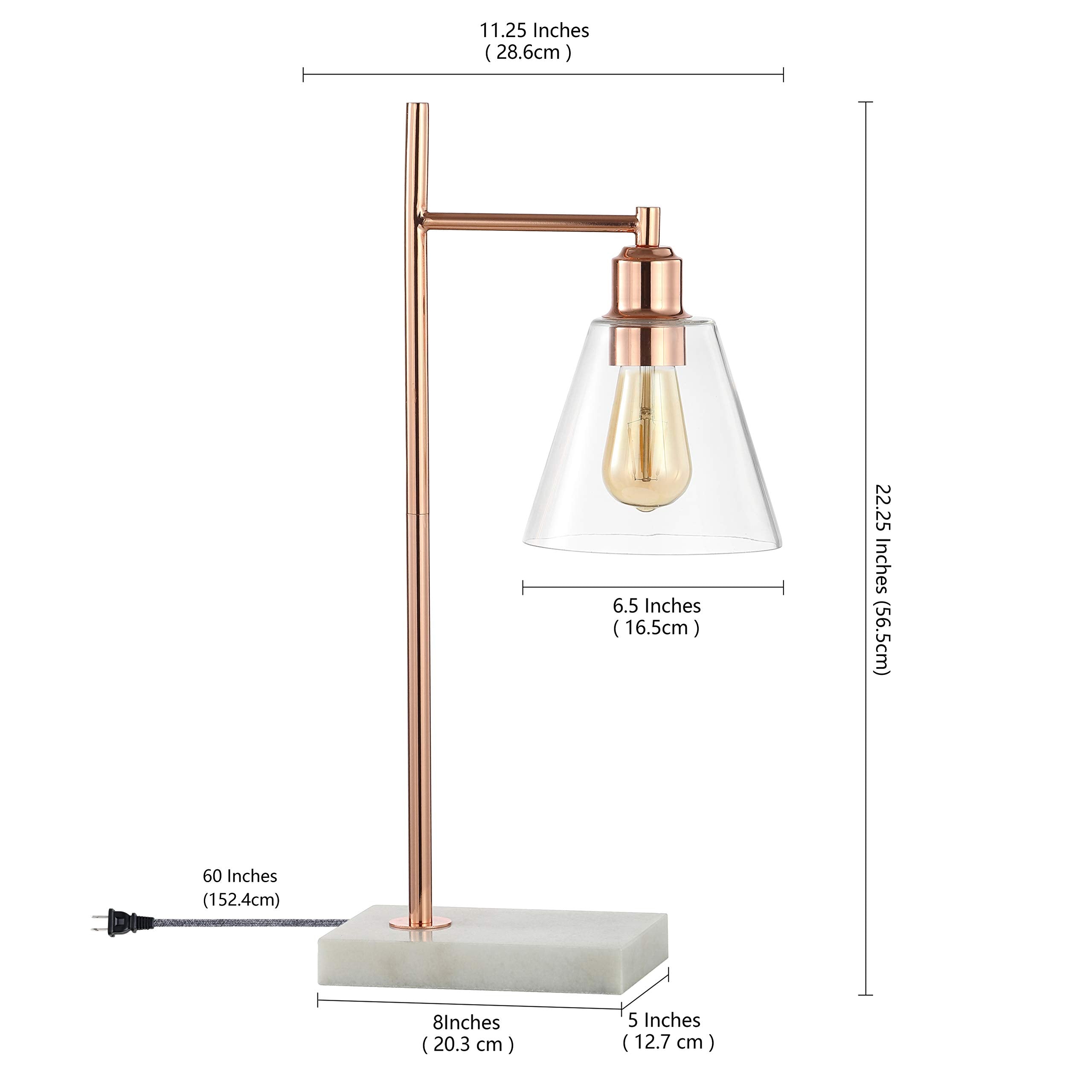 Jonathan Y Jyl1100A Lorena 22.25" Modern Glam Metal/Marble Led Table Lamp Contemporary Mid-Century Bedside Desk Nightstand Lamp For Bedroom Living Room Office College Bookcase, Copper