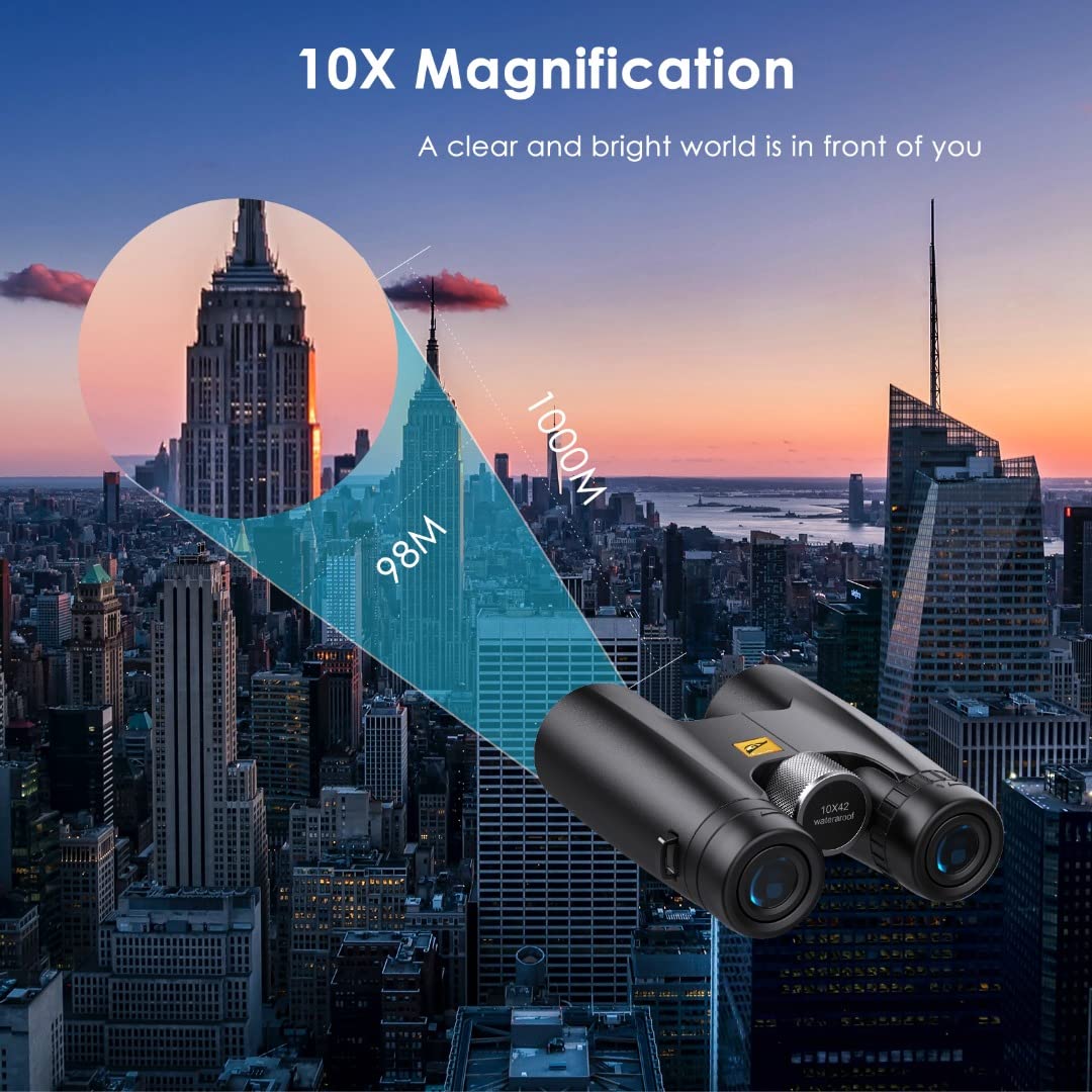 Birds Of Prey Optics 10X42 Binoculars For Adults High Powered - Hd Binoculars For Bird Watching, Binoculars For Hunting W. Carrying Bag - Travel Essentials, Cruise Ship Essentials And Camping Gear